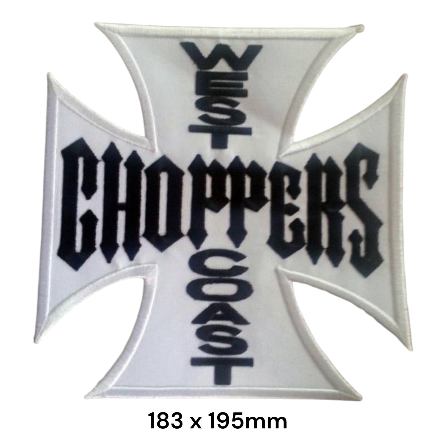 West Coast Choppers Iron Cross XL Back Patch 183x195mm – White & Black