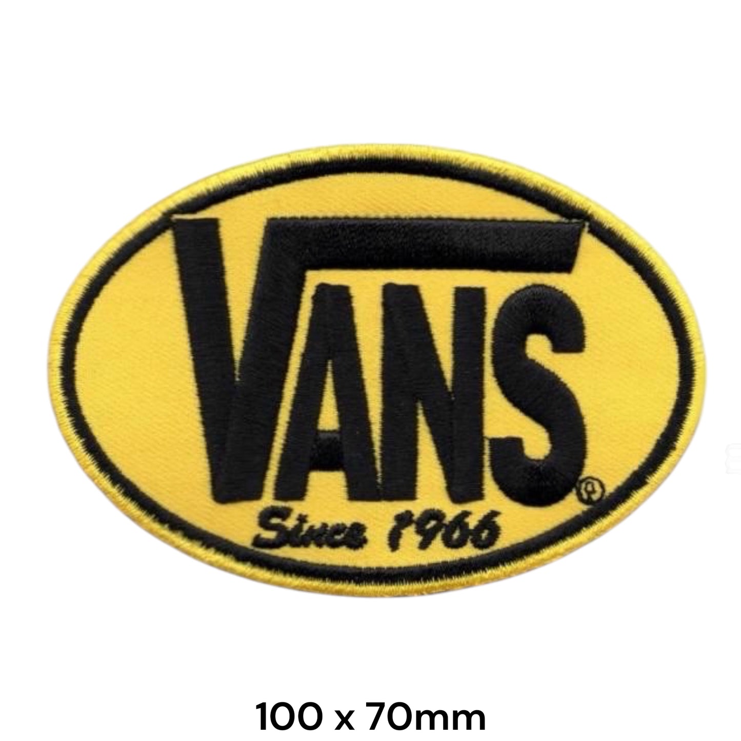 Vans Since 1966 Oval Logo Yellow Embroidered Patch 100x70mm – Yellow & Black