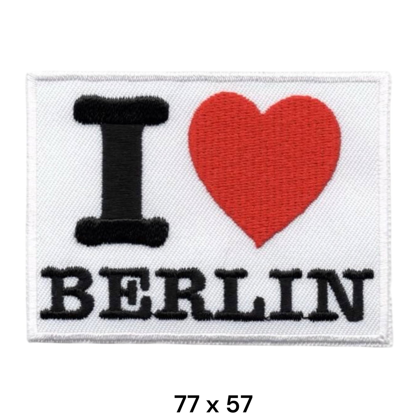 I Love Berlin Embroidered Patch 77x57mm – White, Black & Red