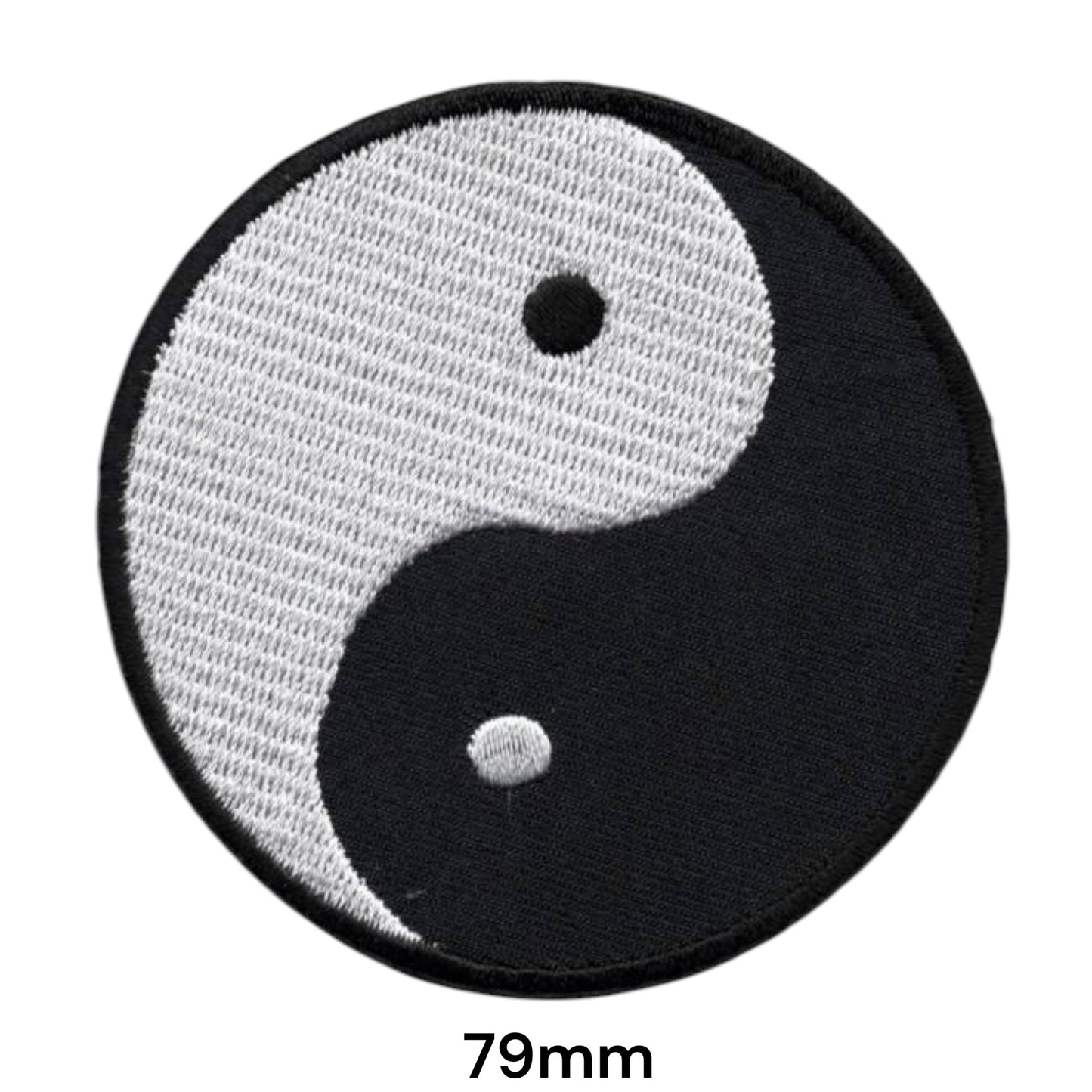 Yin Yang Symbol Large Embroidered Patch 79mm Round – Black & White