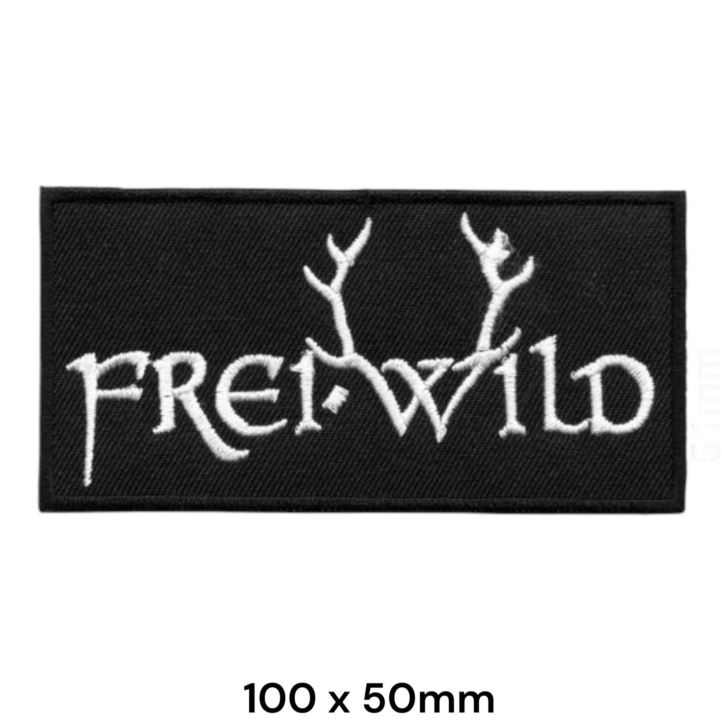Frei.Wild Logo Antler Embroidered Patch 100x50mm – Black & White
