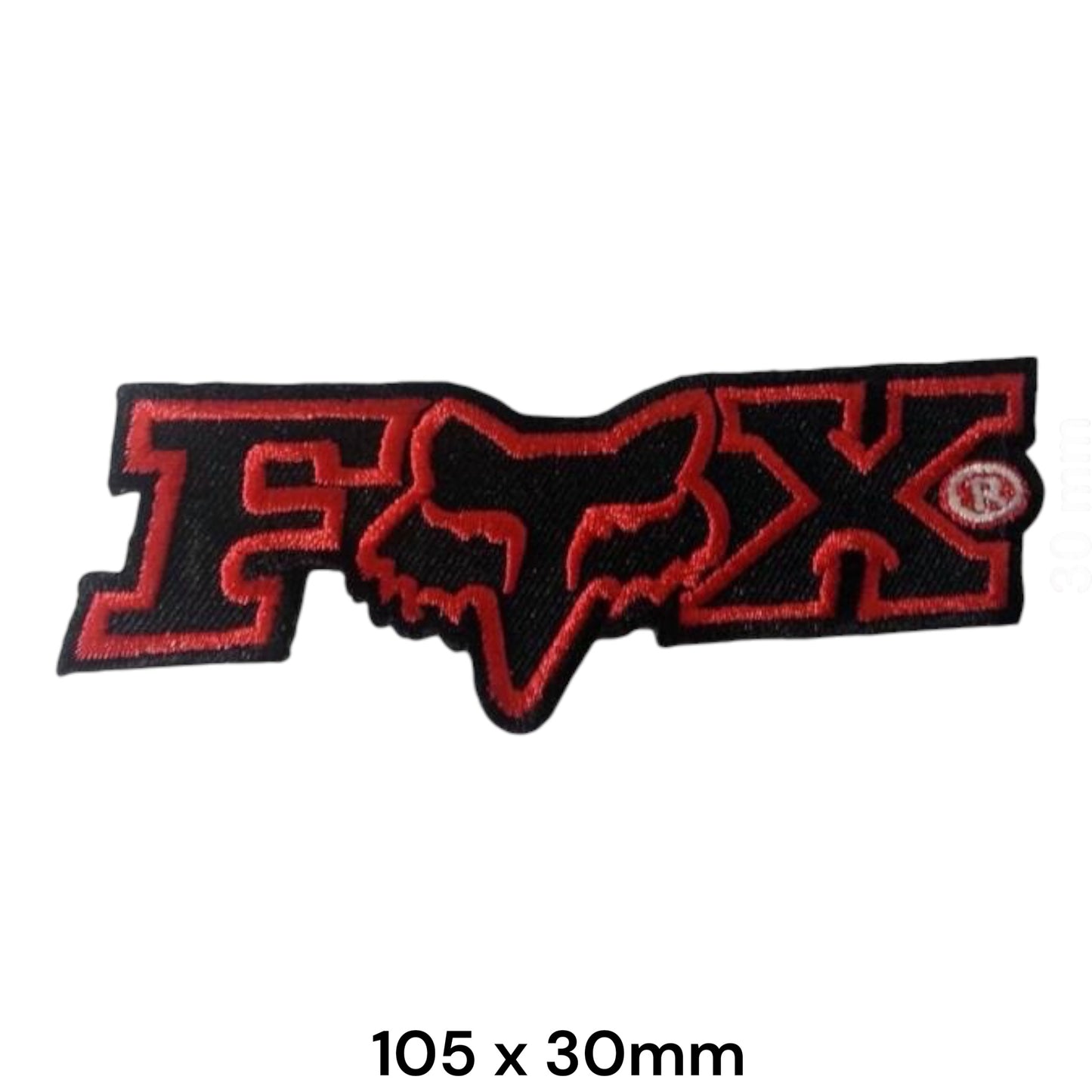 Fox Racing Logo Fox Head Embroidered Patch 105x30mm – Black & Red