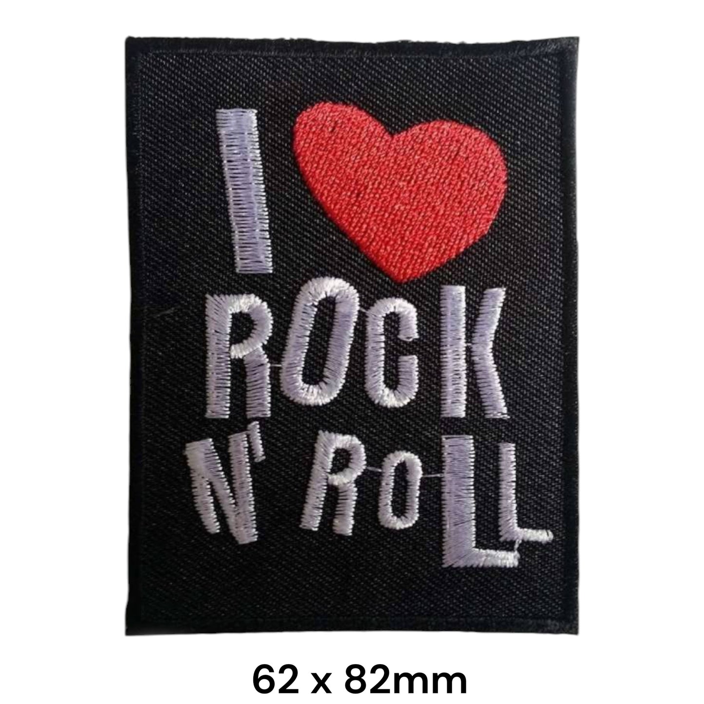 I Love Rock N' Roll Embroidered Patch 62x82mm – Black, Red & White