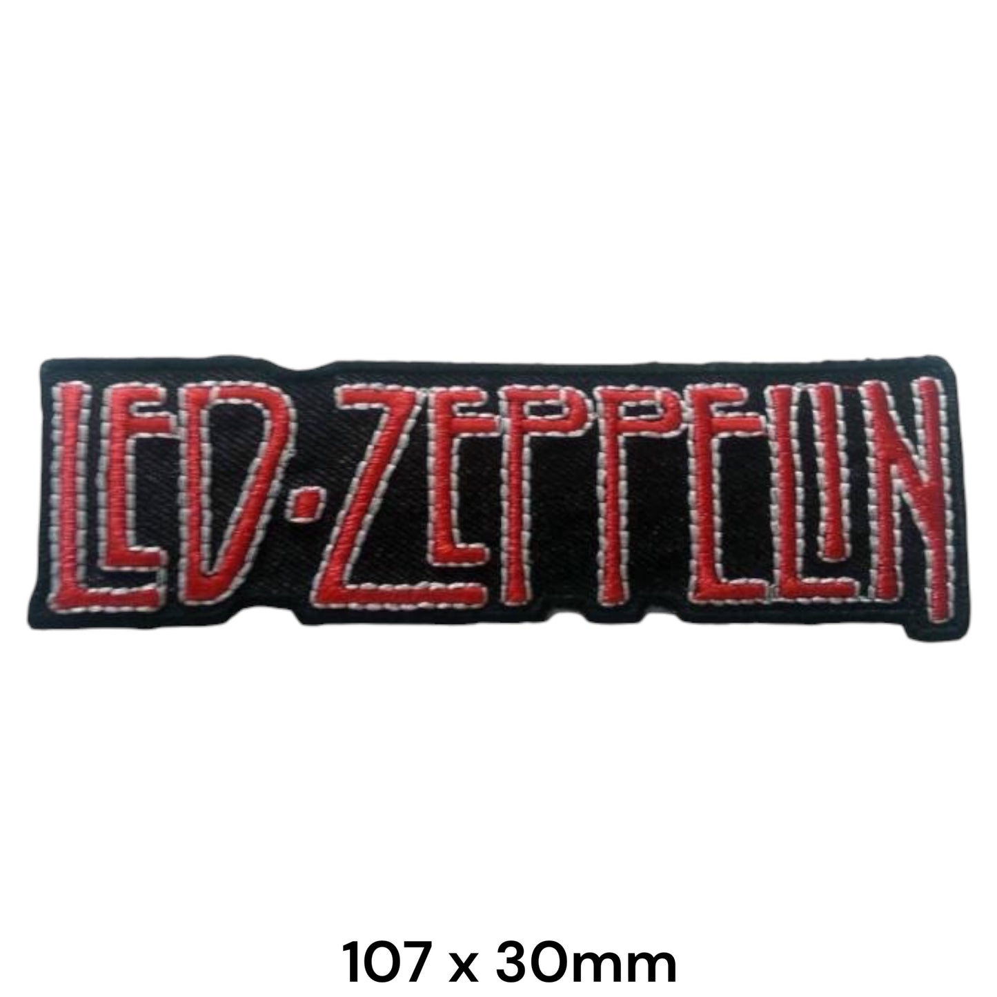 Led Zeppelin Logo Die-Cut Embroidered Patch 107x30mm – Black, Red & Silver