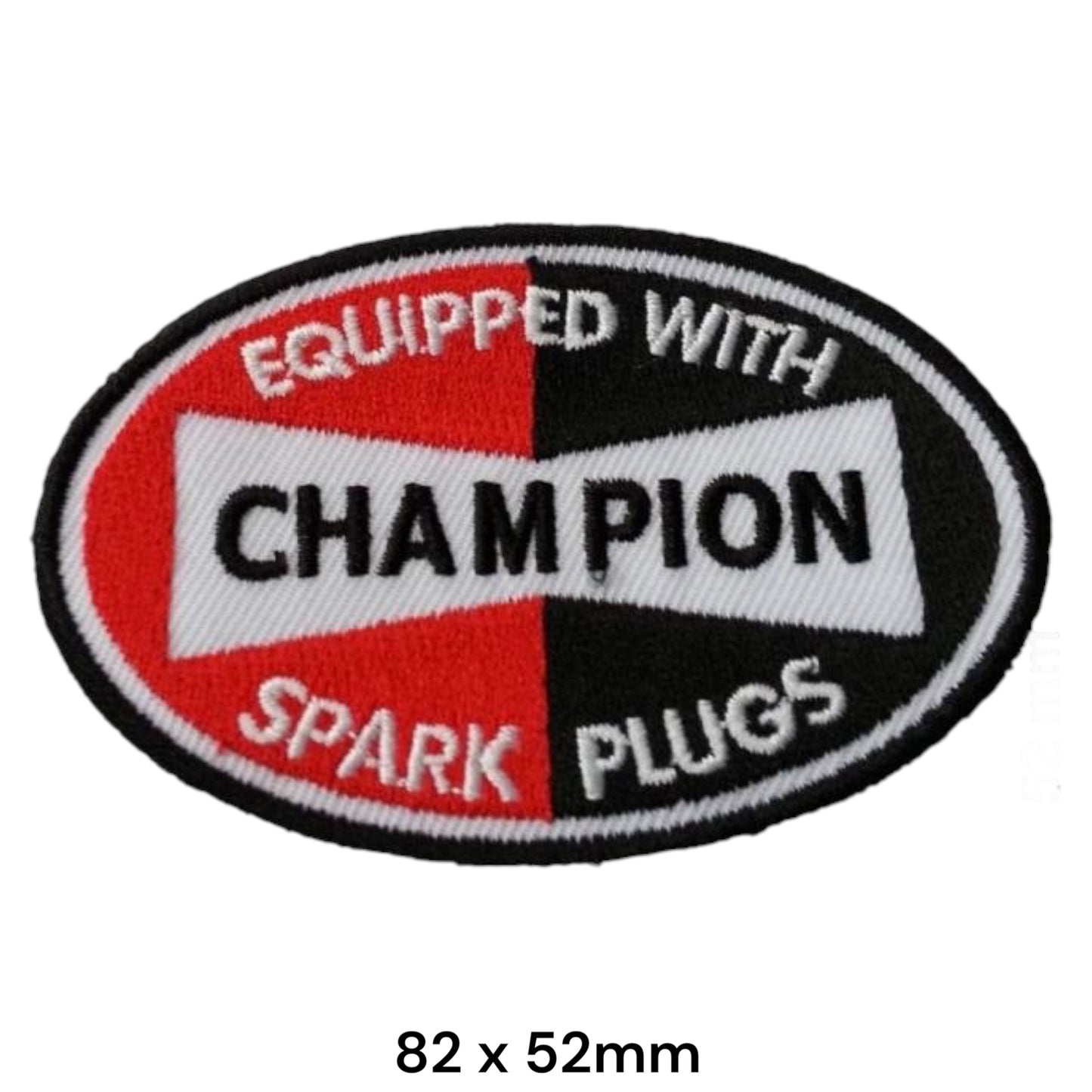 Champion Spark Plugs Equipped With Oval Embroidered Patch 82x52mm – Black, Red & White