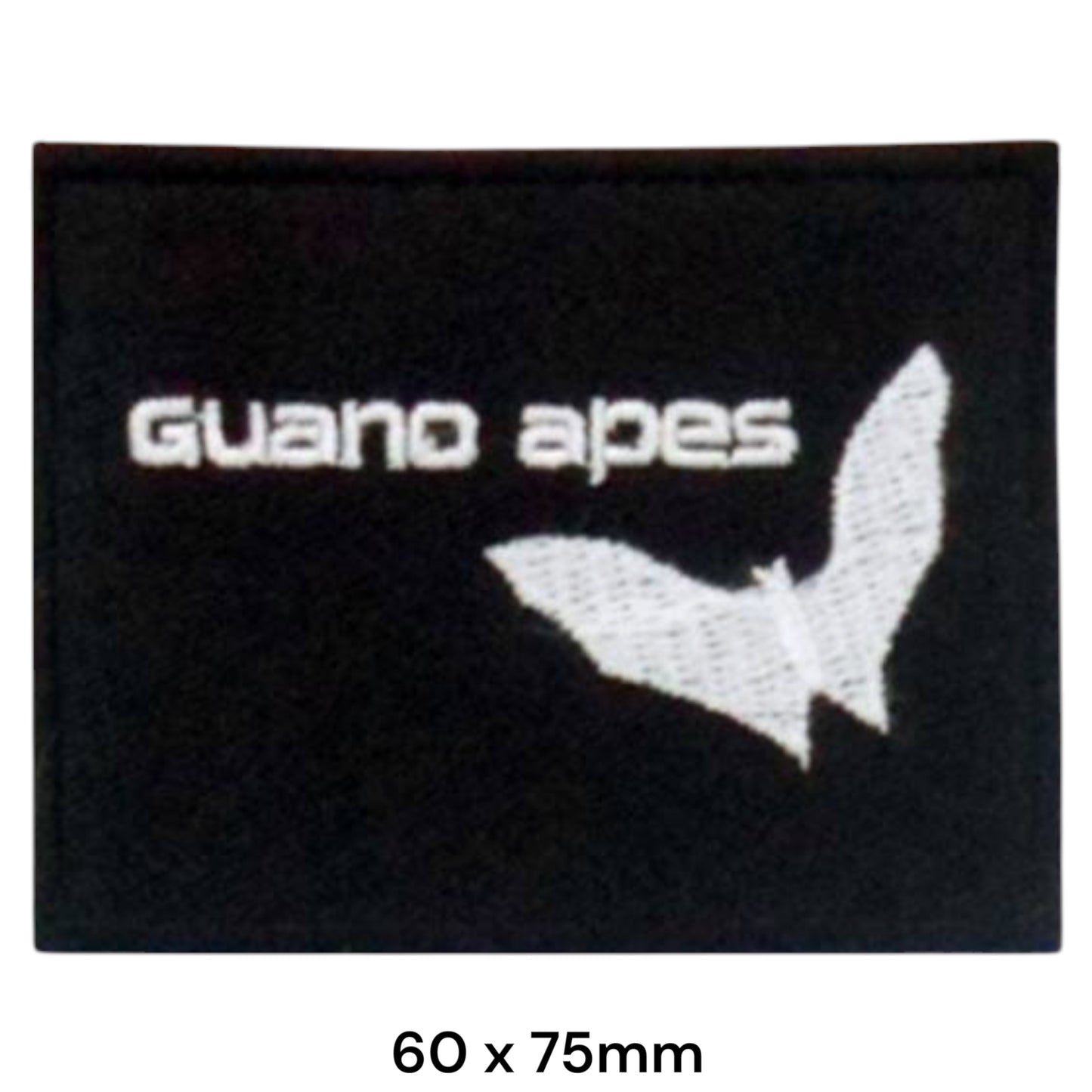 Guano Apes Bat Logo Rectangular Embroidered Patch 60x75mm – Black & White/Silver