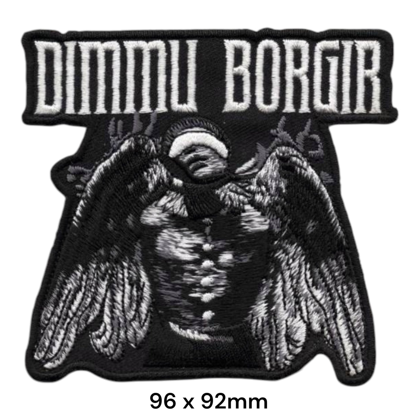 Dimmu Borgir Dark Angel Wings Die-Cut Embroidered Patch 96x92mm – White/Silver & Black