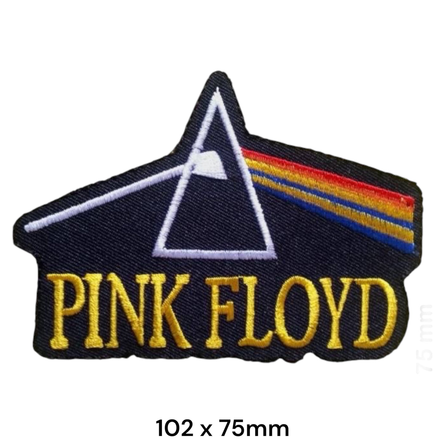 Pink Floyd Dark Side of the Moon Prism Die-Cut Embroidered Patch 102x75mm – Yellow, Blue, Red, White & Navy