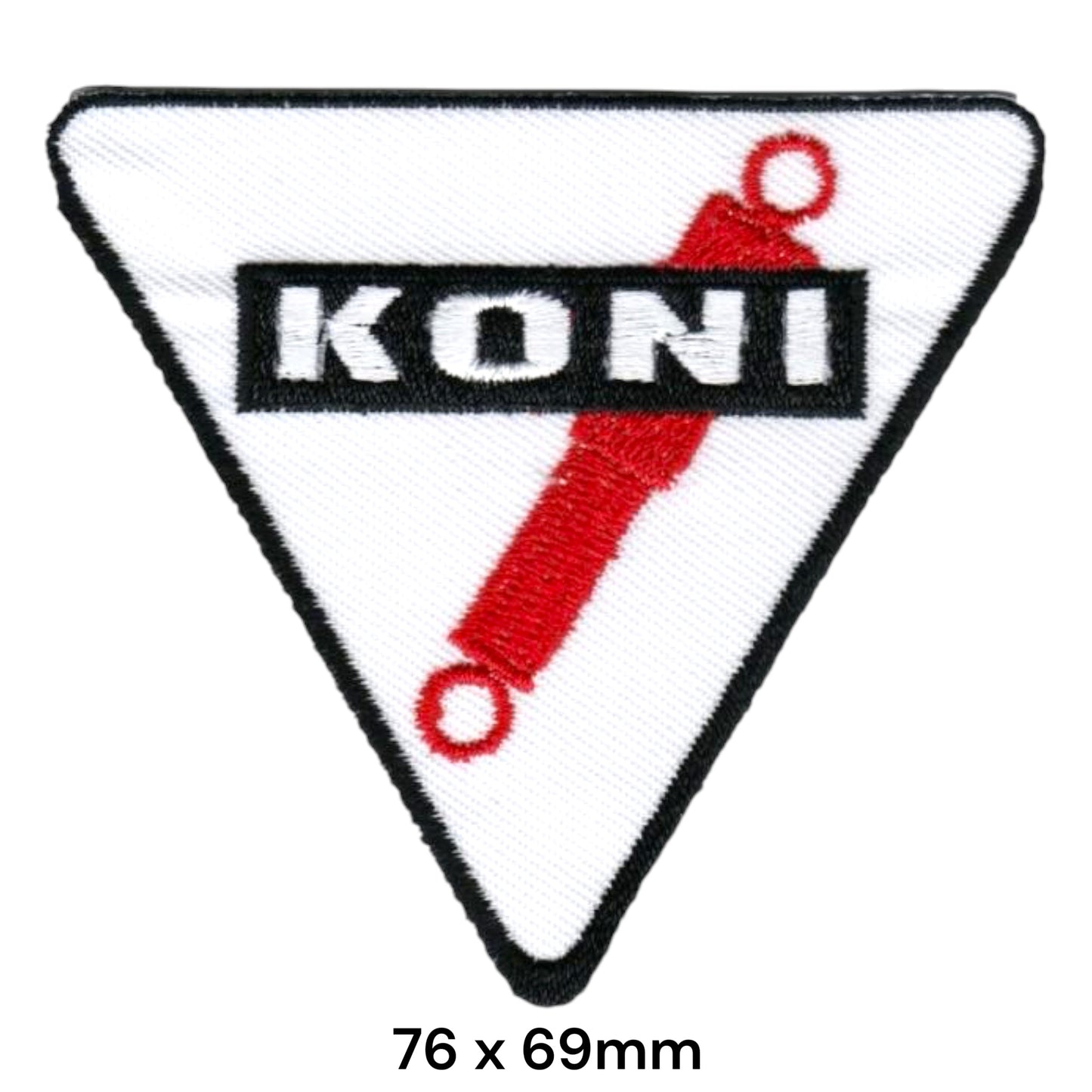 Koni Shock Absorber Triangle Logo Embroidered Patch 76x69mm – Red, White & Black