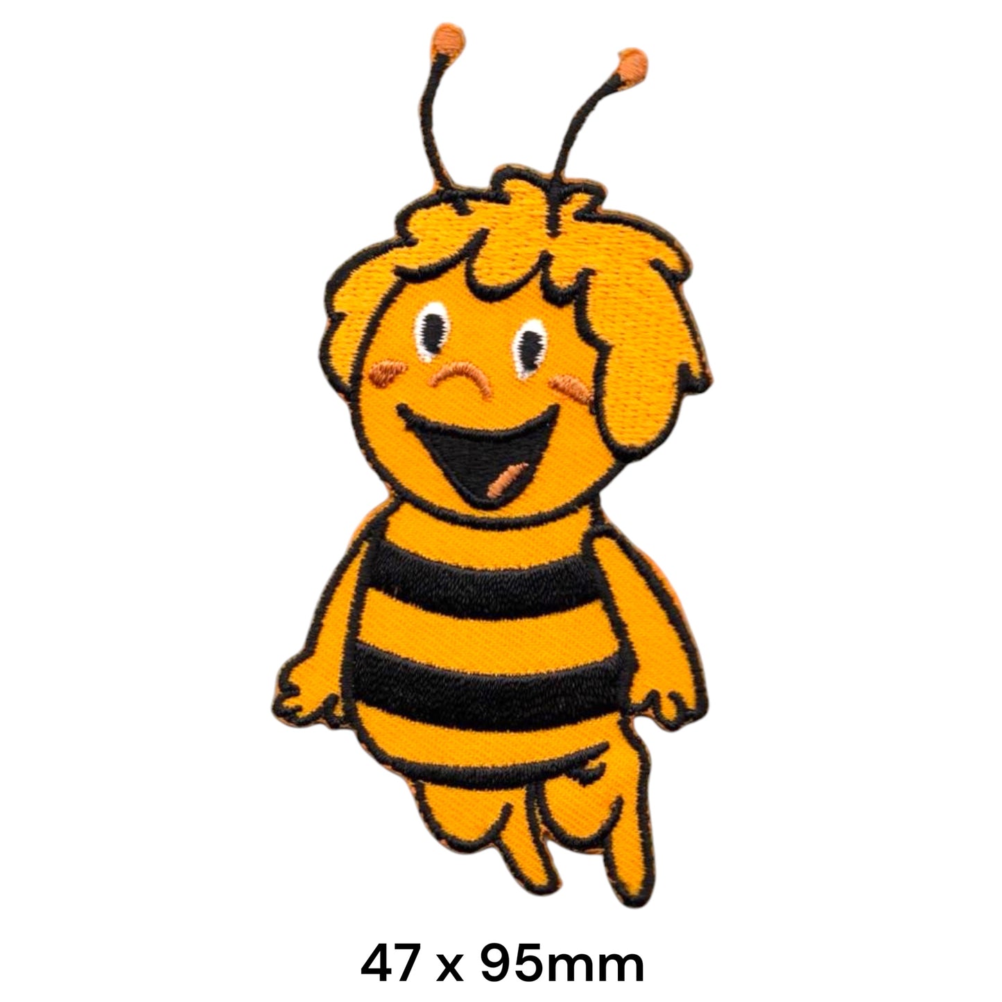 Maya the Bee Smiling Die-Cut Embroidered Patch 47x95mm – Yellow, Orange & Black