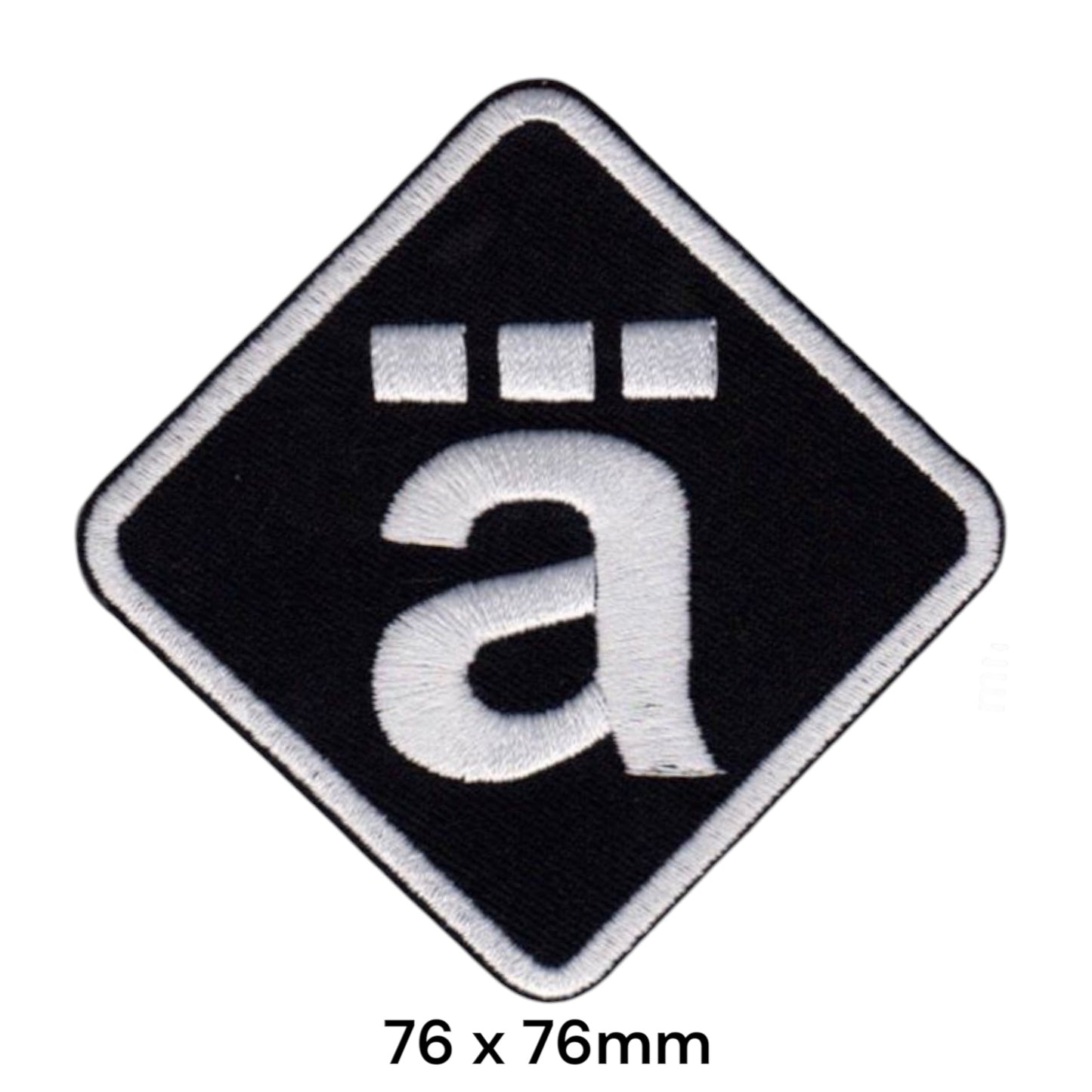 Motörhead Ä Umlaut Diamond Logo Embroidered Patch 76x76mm – White/Silver & Black