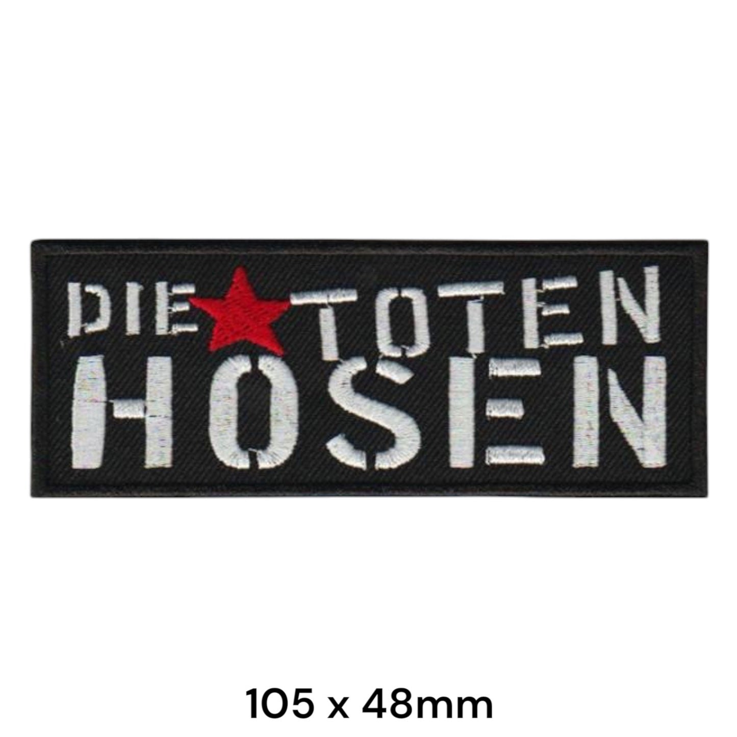 Die Toten Hosen Star Stencil Wordmark Rectangular Embroidered Patch 105x48mm – White/Silver, Red & Black
