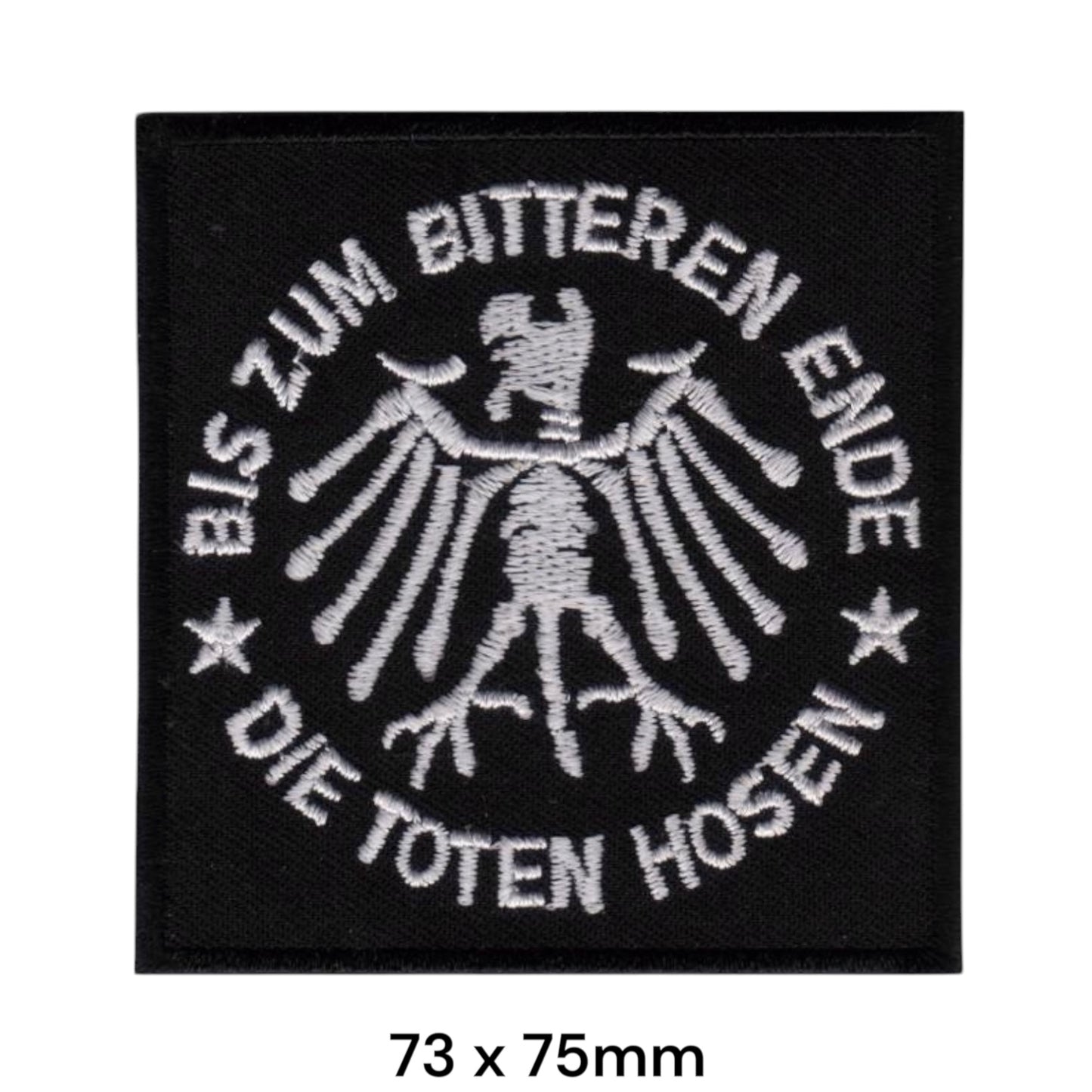 Die Toten Hosen Bis zum bitteren Ende Skeleton Eagle Square Embroidered Patch 73x75mm – White/Silver & Black