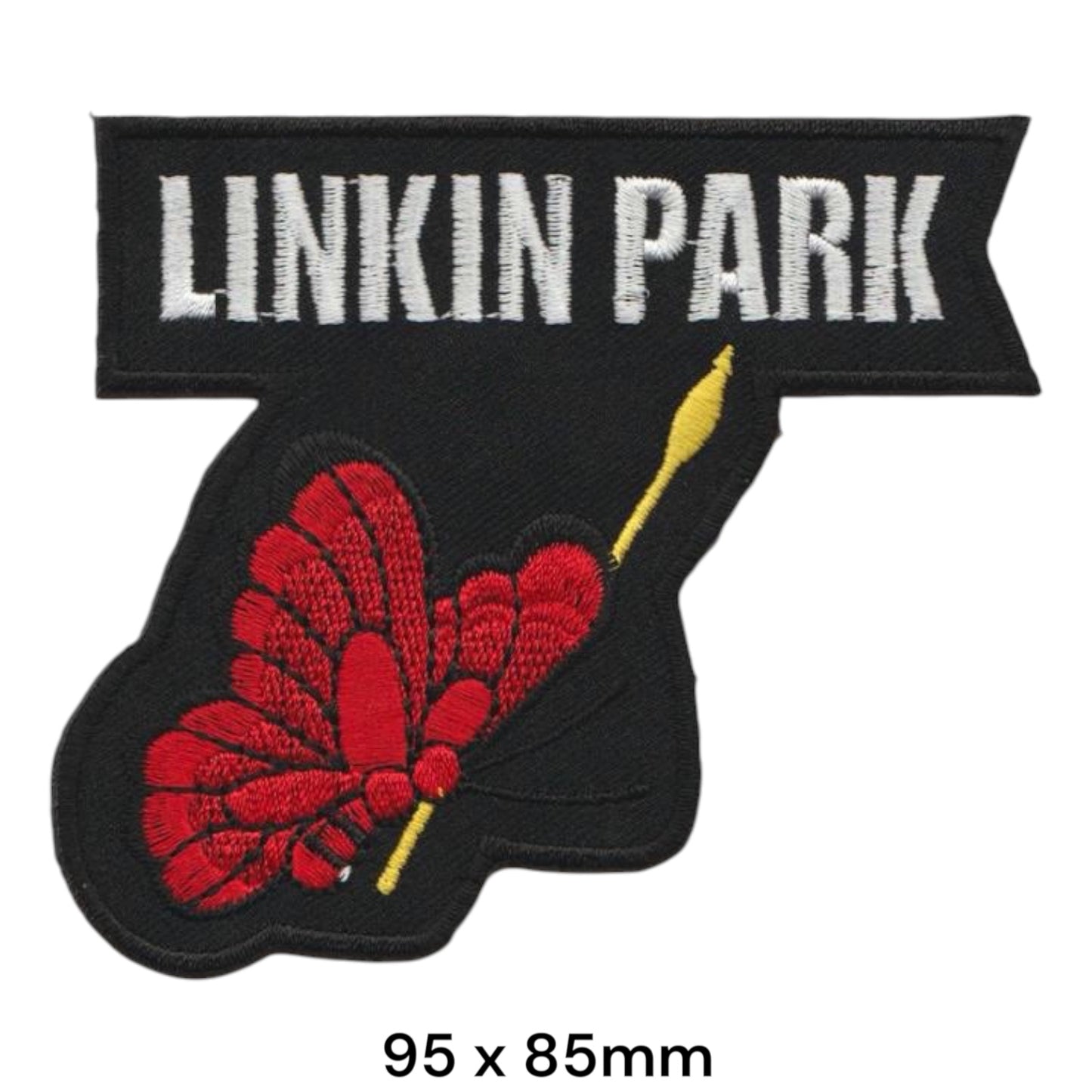 Linkin Park Red Butterfly Arrow Banner Die-Cut Embroidered Patch 95x85mm – Red, Yellow, White & Black