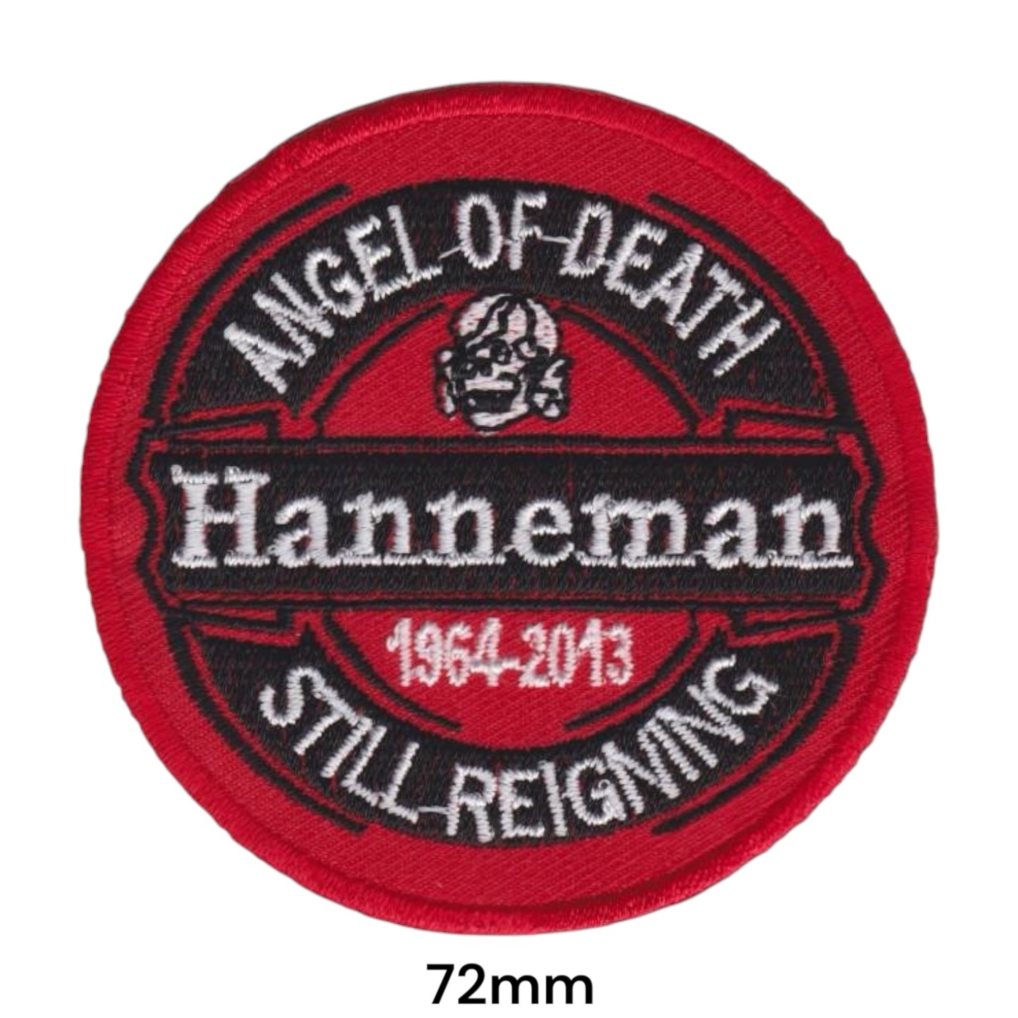 Slayer Jeff Hanneman Angel of Death Still Reigning Memorial Circle Embroidered Patch 72mm – White/Silver, Black & Red