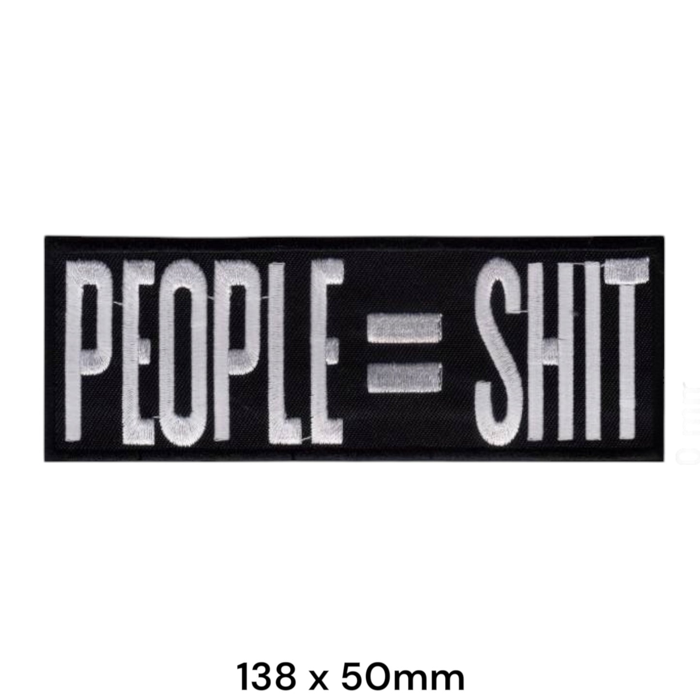 Slipknot People = Shit Slogan Rectangular Embroidered Patch 138x50mm – White/Silver & Black