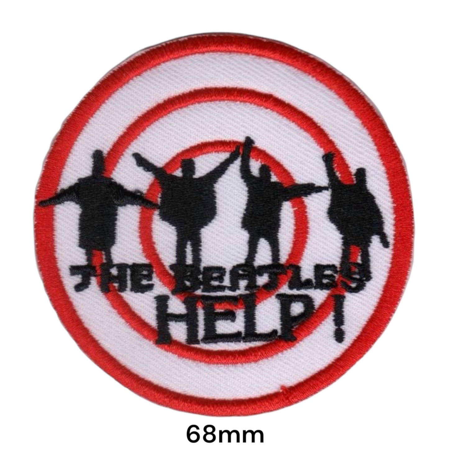 The Beatles Help! Jumping Silhouettes Concentric Rings Round Embroidered Patch 68mm – Black, Red & White
