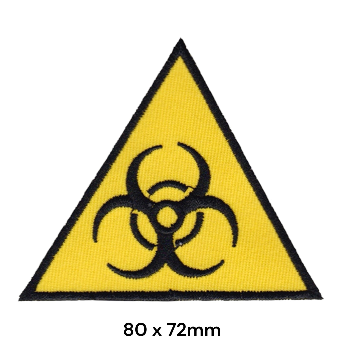 Biohazard Warning Symbol Triangle Die-Cut Embroidered Patch 80x72mm – Yellow & Black