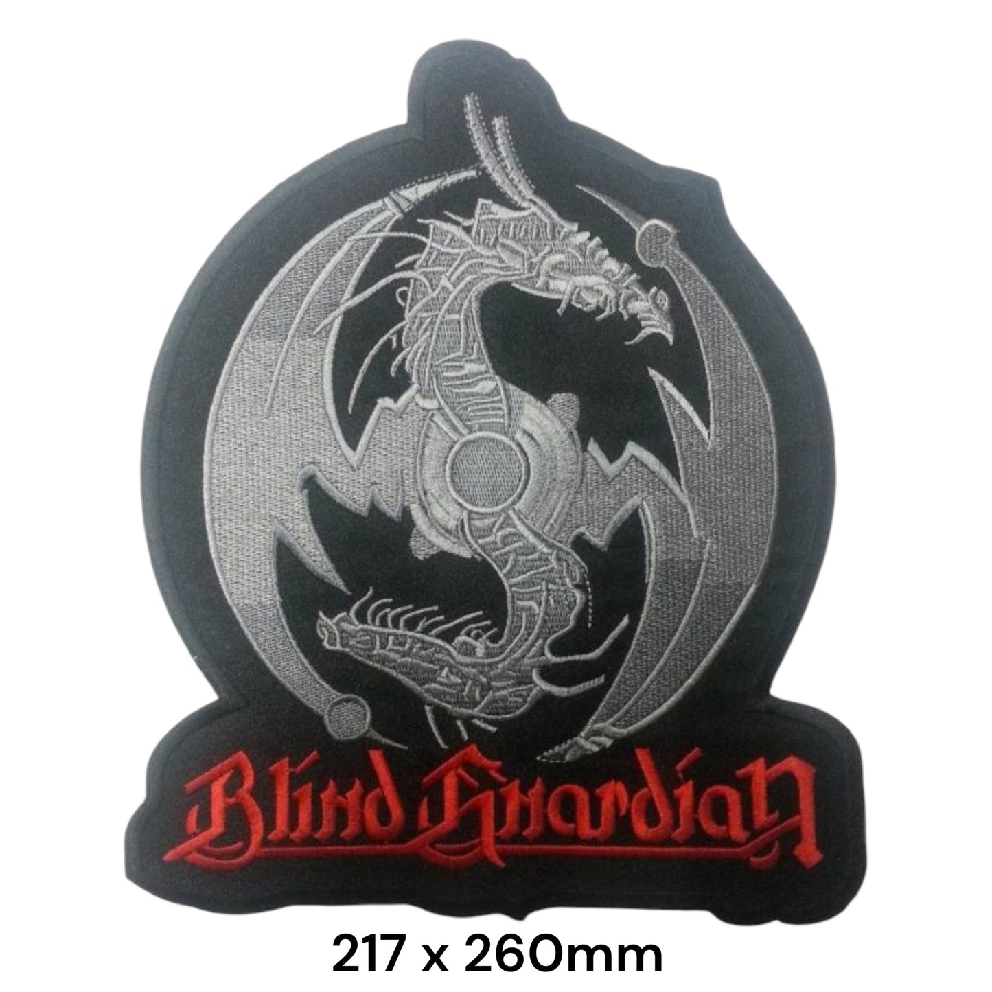 Blind Guardian Silver Dragon Globe Large Back Patch 217x260mm – Silver, Red & Black
