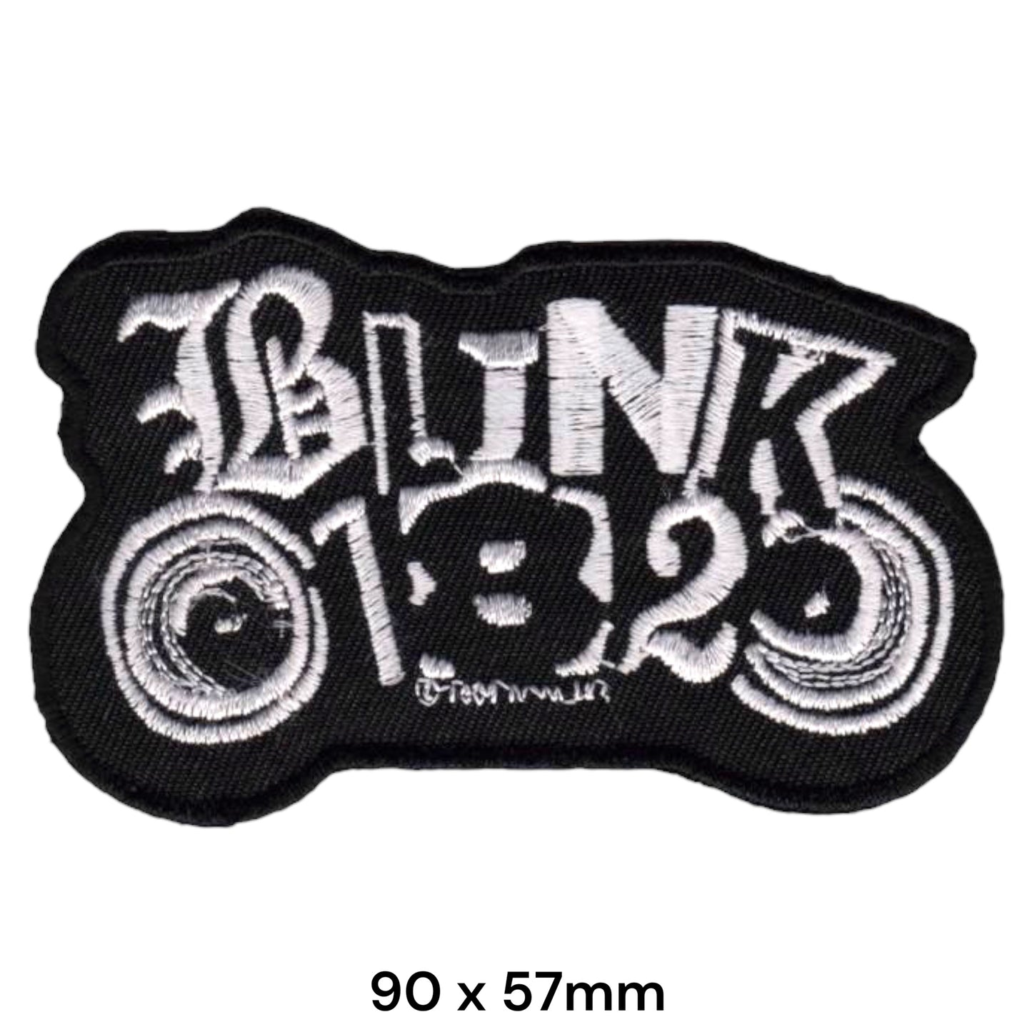 Blink-182 Spiral Swirl Ornate Logo Die-Cut Embroidered Patch 90x57mm – White/Silver & Black