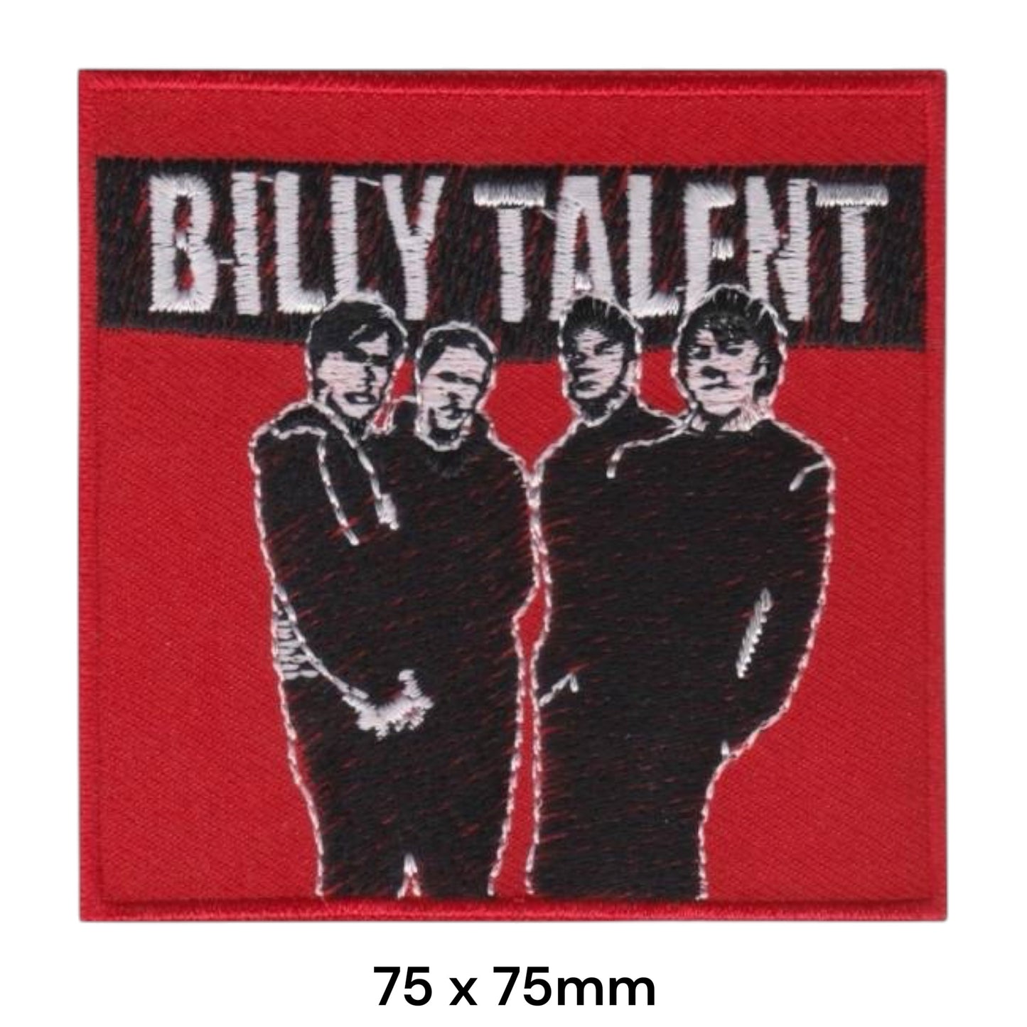 Billy Talent Band Photo Red Square Embroidered Patch 75x75mm – Red, Black & White