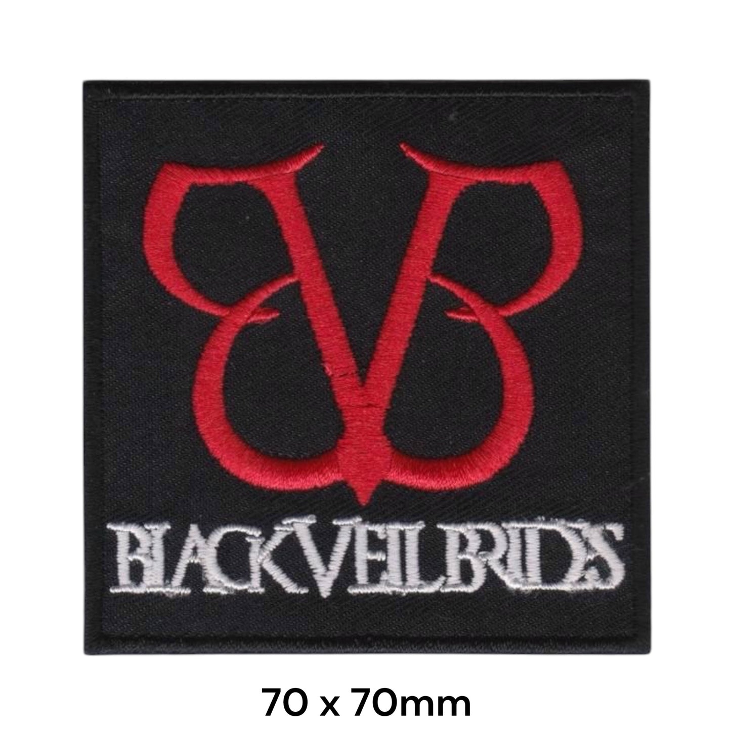 Black Veil Brides BVB Monogram Red White Square Embroidered Patch 70x70mm – Red, White/Silver & Black