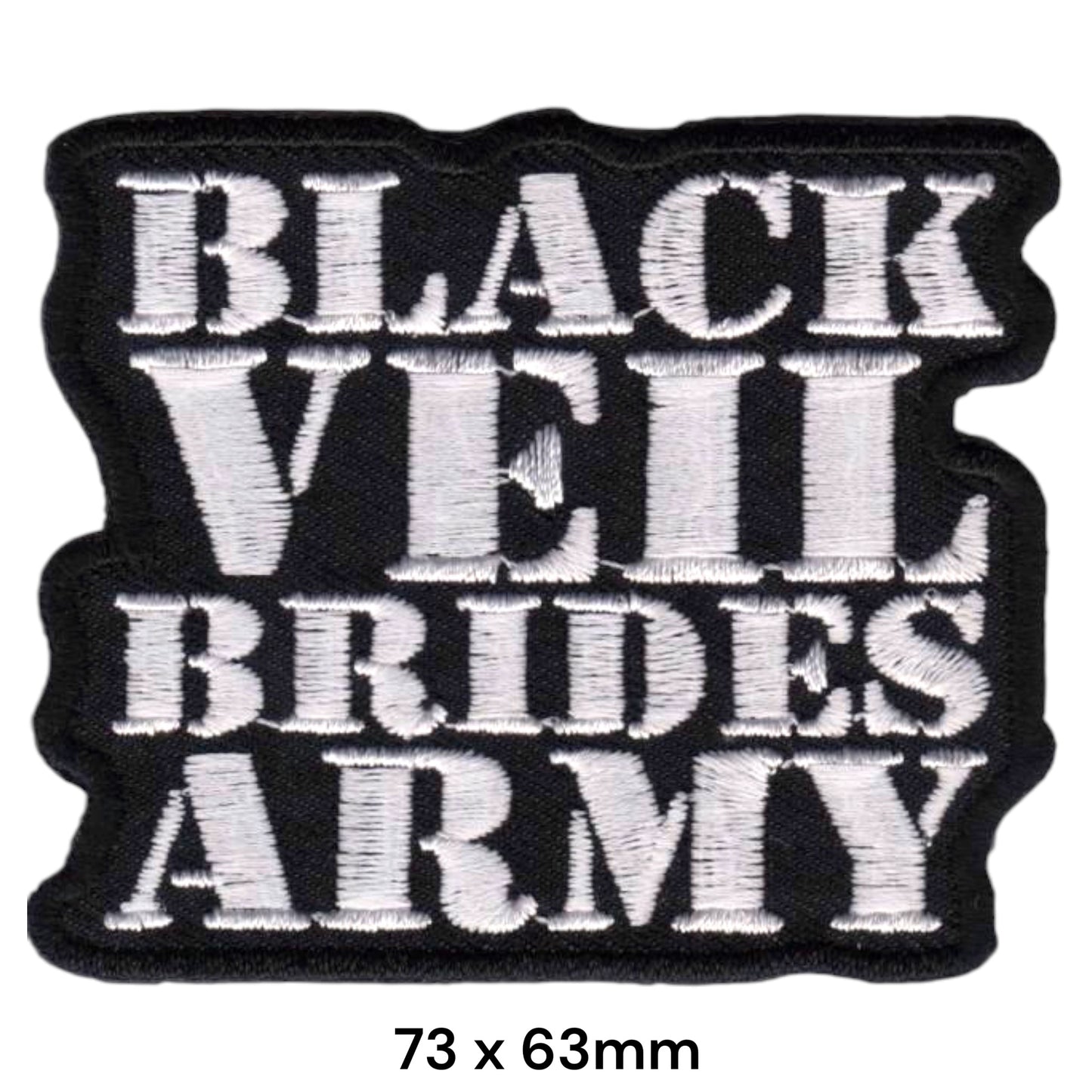 Black Veil Brides Army Stacked Logo Die-Cut Embroidered Patch 73x63mm – White/Silver & Black