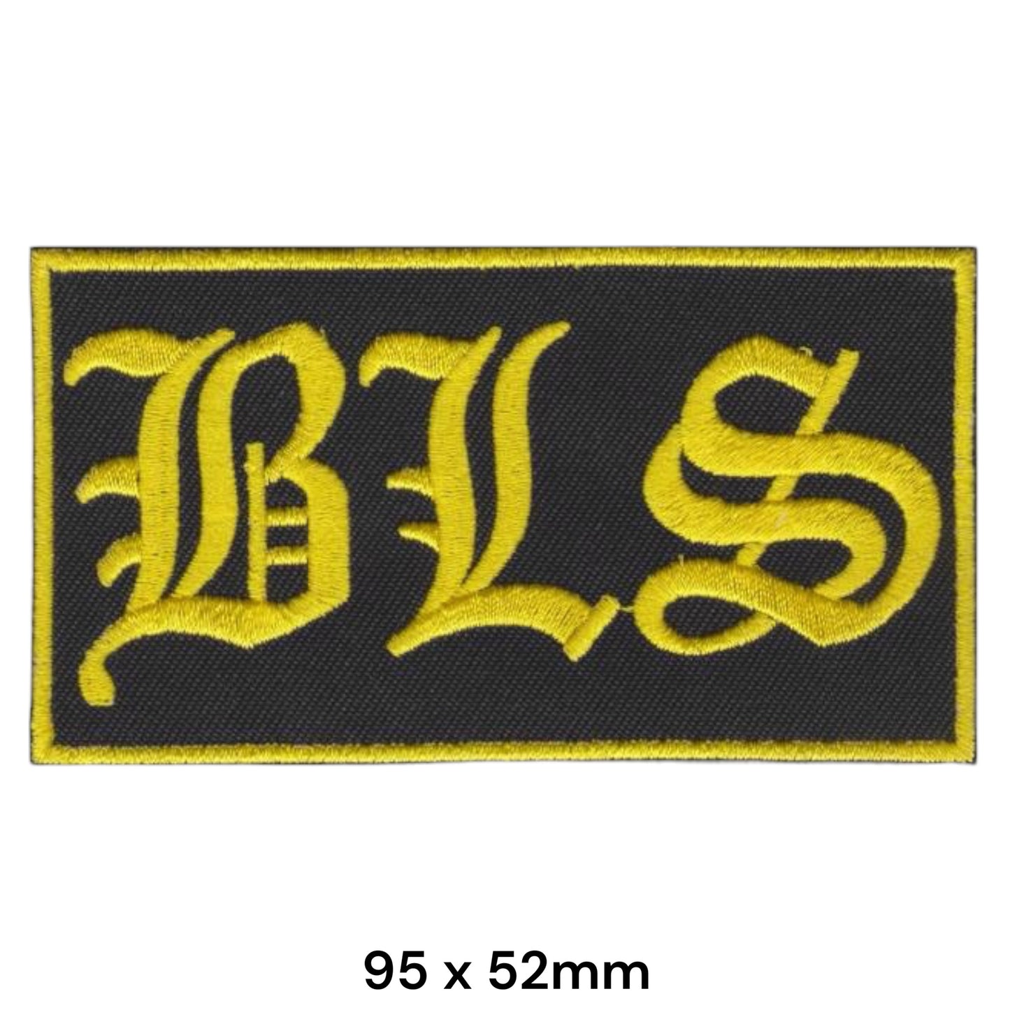 Black Label Society BLS Gothic Monogram Yellow Rectangular Embroidered Patch 95x52mm – Gold/Yellow & Black