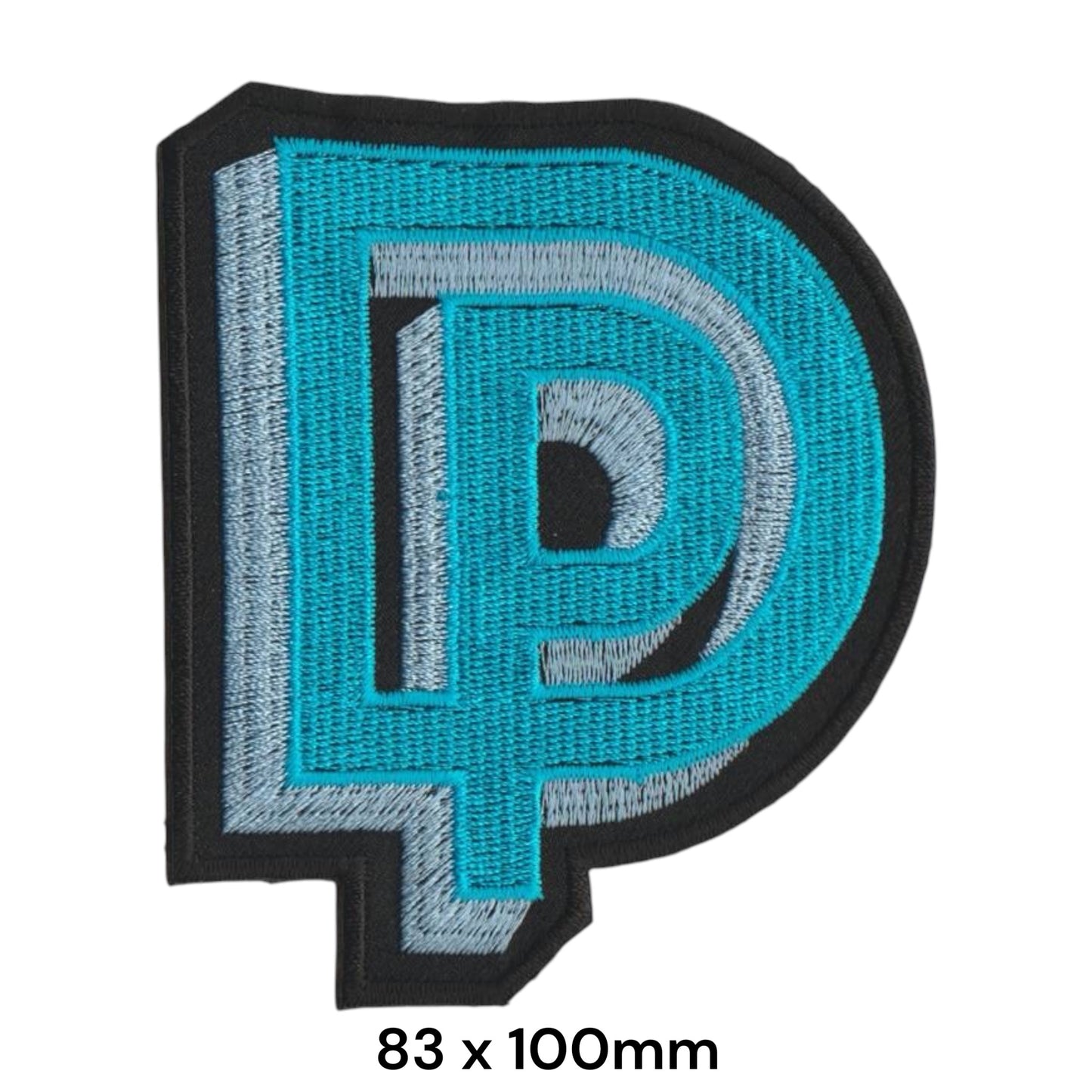 Linkin Park LP Logo Overlapping Letters Die-Cut Embroidered Patch 83x100mm – Teal/Turquoise, Silver & Black