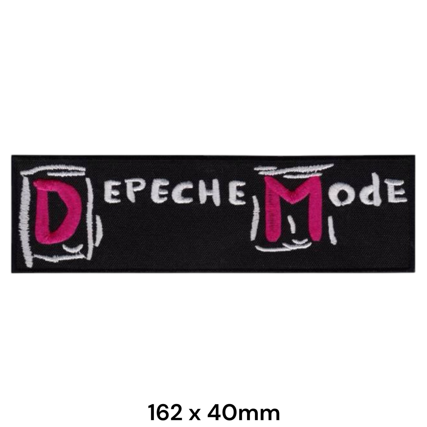 Depeche Mode Hand-Drawn Logo Rectangular Embroidered Patch 162x40mm – Pink/Magenta, White & Black