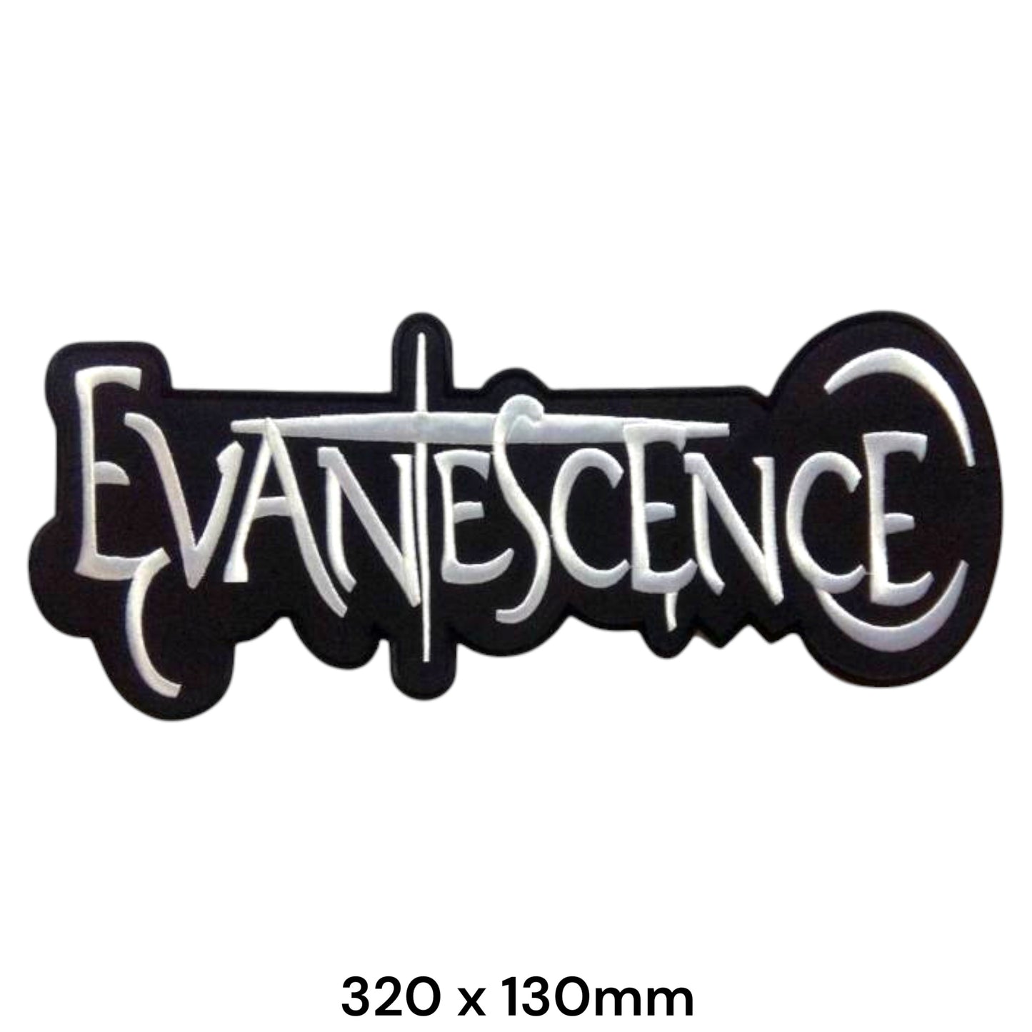 Evanescence Band Name Logo Die-Cut Large Back Patch 320x130mm – White & Black