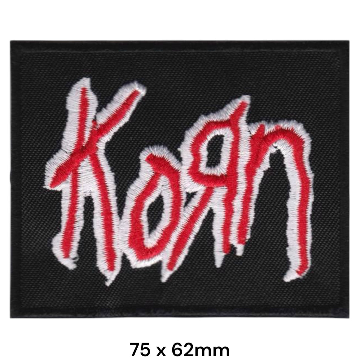 Korn Logo Rectangle Black Red White Embroidered Patch 75x62mm