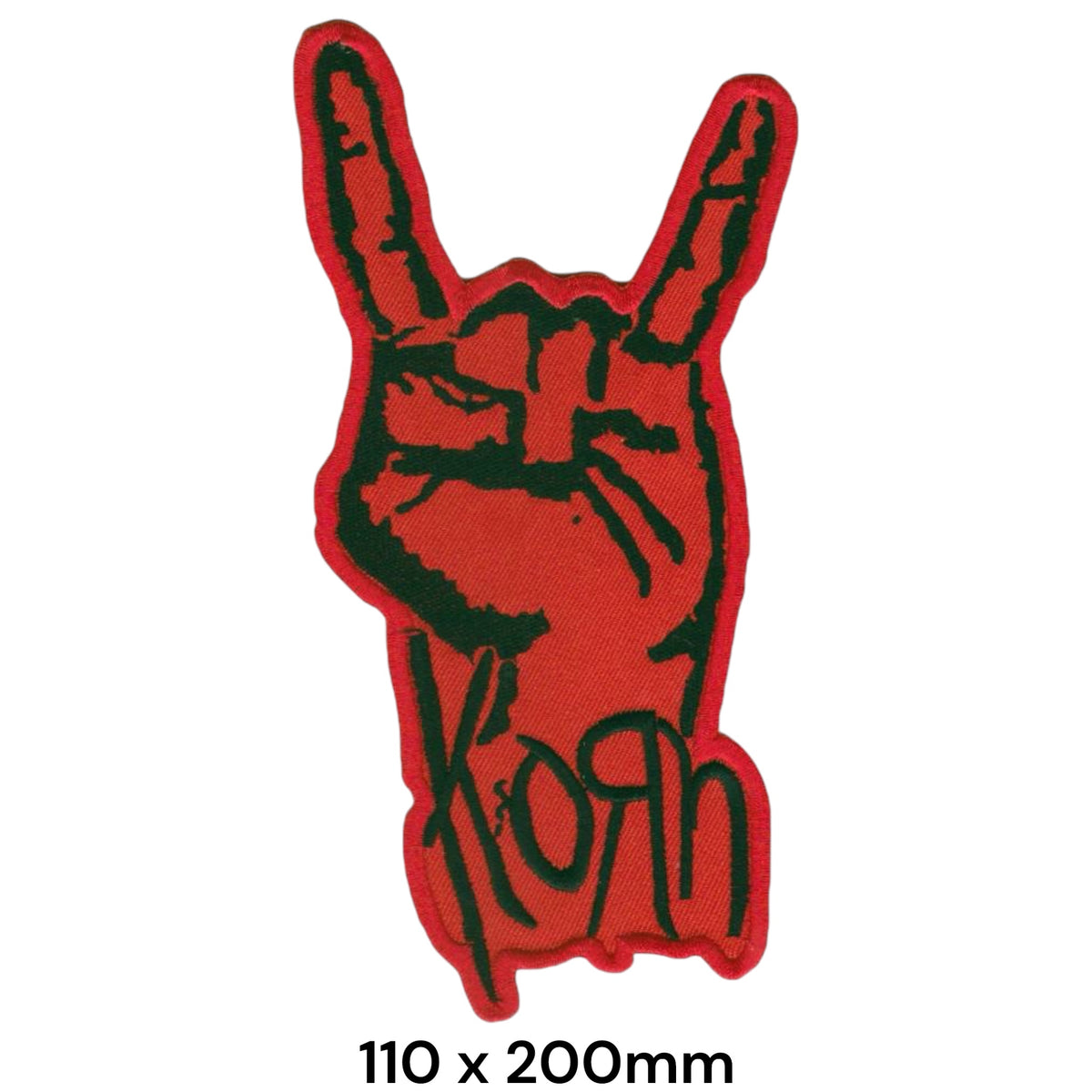 Korn Devil Horns Hand Rock Sign Logo Die-Cut Large Back Patch Red Black 110x200mm