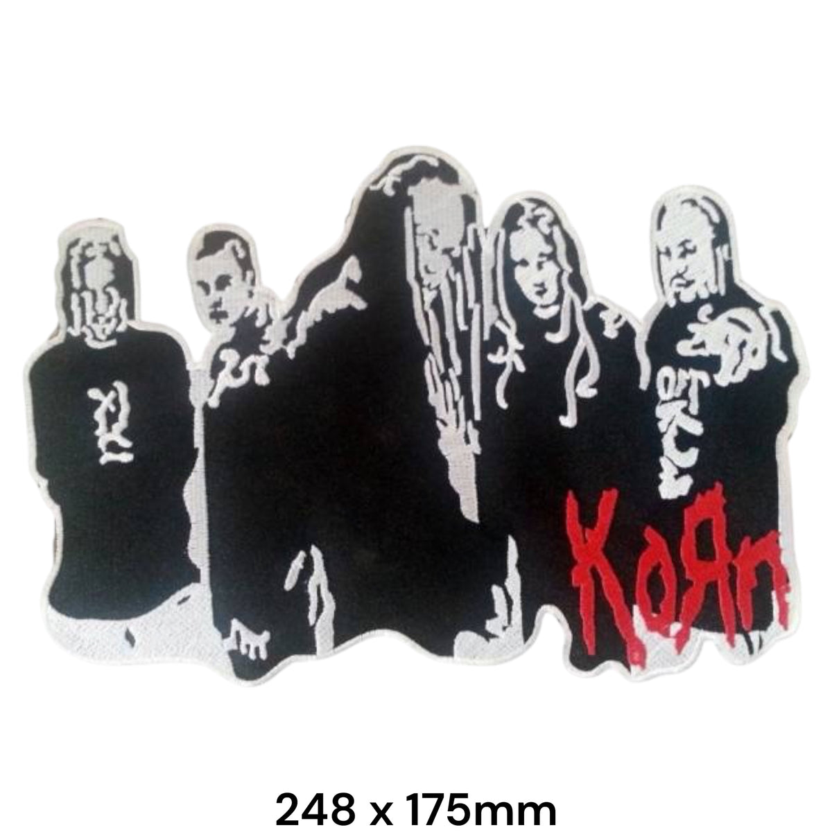 Korn Band Members Group Photo Die-Cut Large Back Patch Black White Red 248x175mm