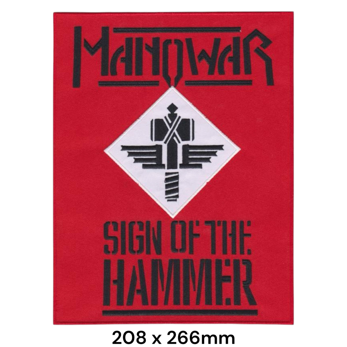 Manowar Sign of the Hammer Red Black White Large Embroidered Back Patch 208x266mm