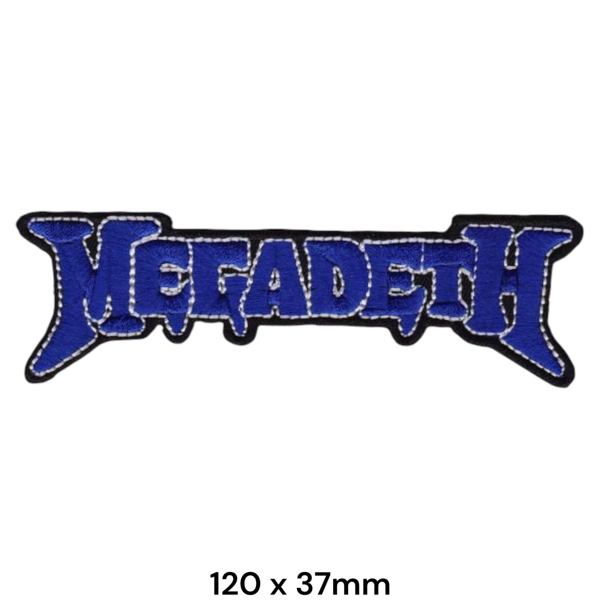 Megadeth Logo Die-Cut Blue Silver Black Embroidered Patch 120x37mm