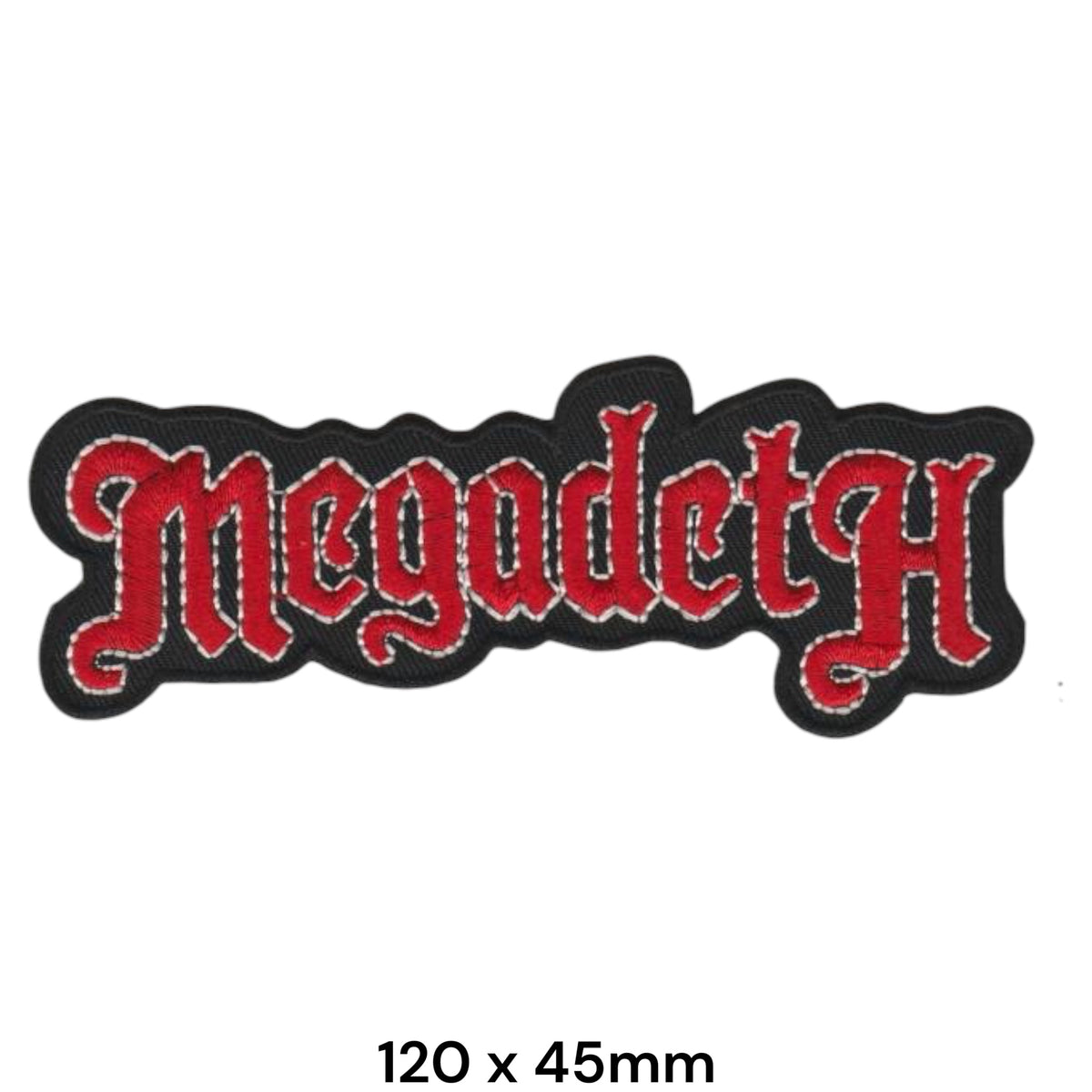 Megadeth Logo Die-Cut Red Silver Black Gothic Embroidered Patch 120x45mm
