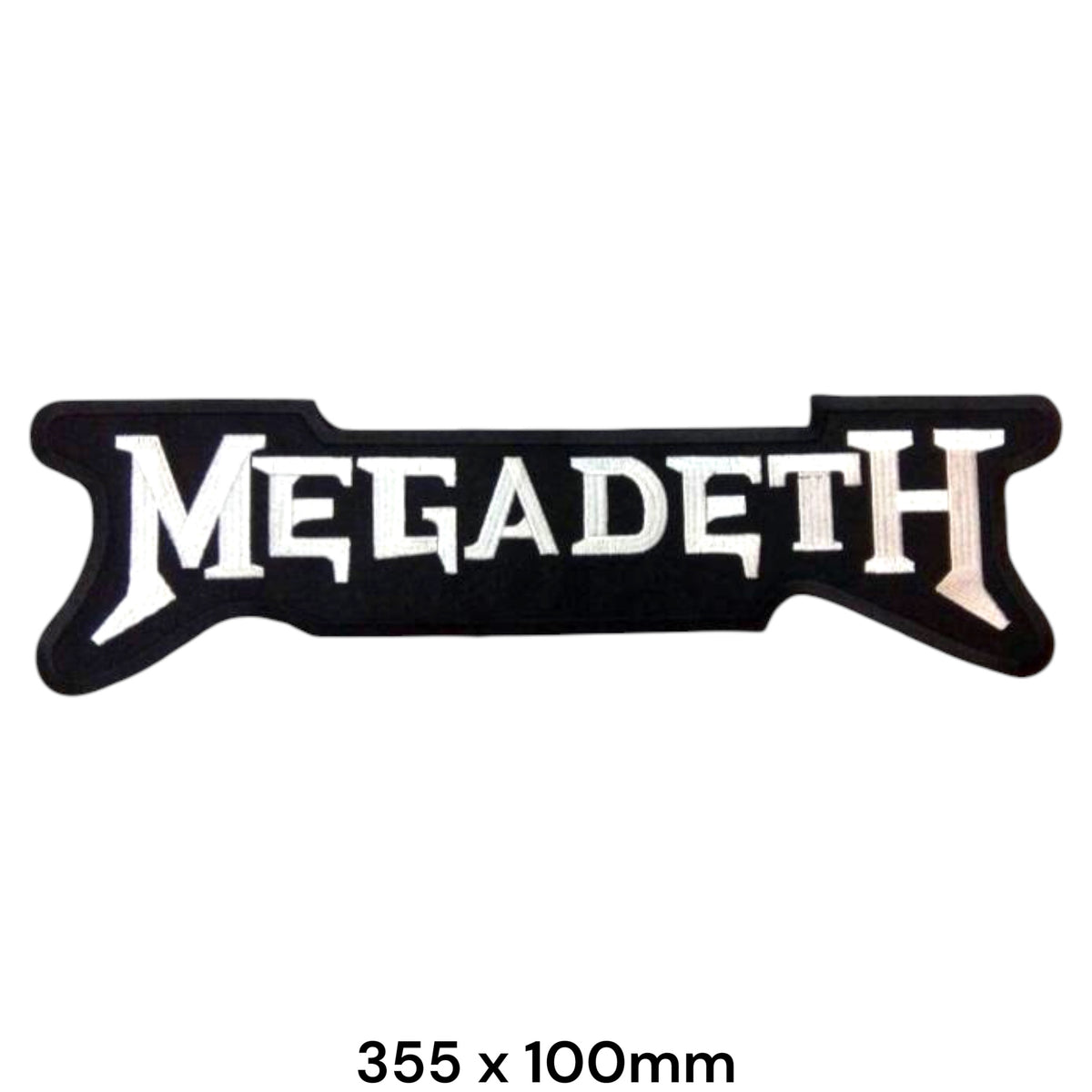 Megadeth Logo Large Back Patch White Silver Black Banner 355x100mm