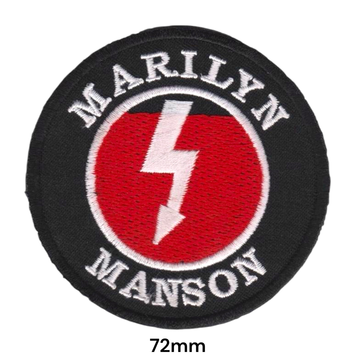 Marilyn Manson Lightning Circle Red Black White Embroidered Patch 72mm