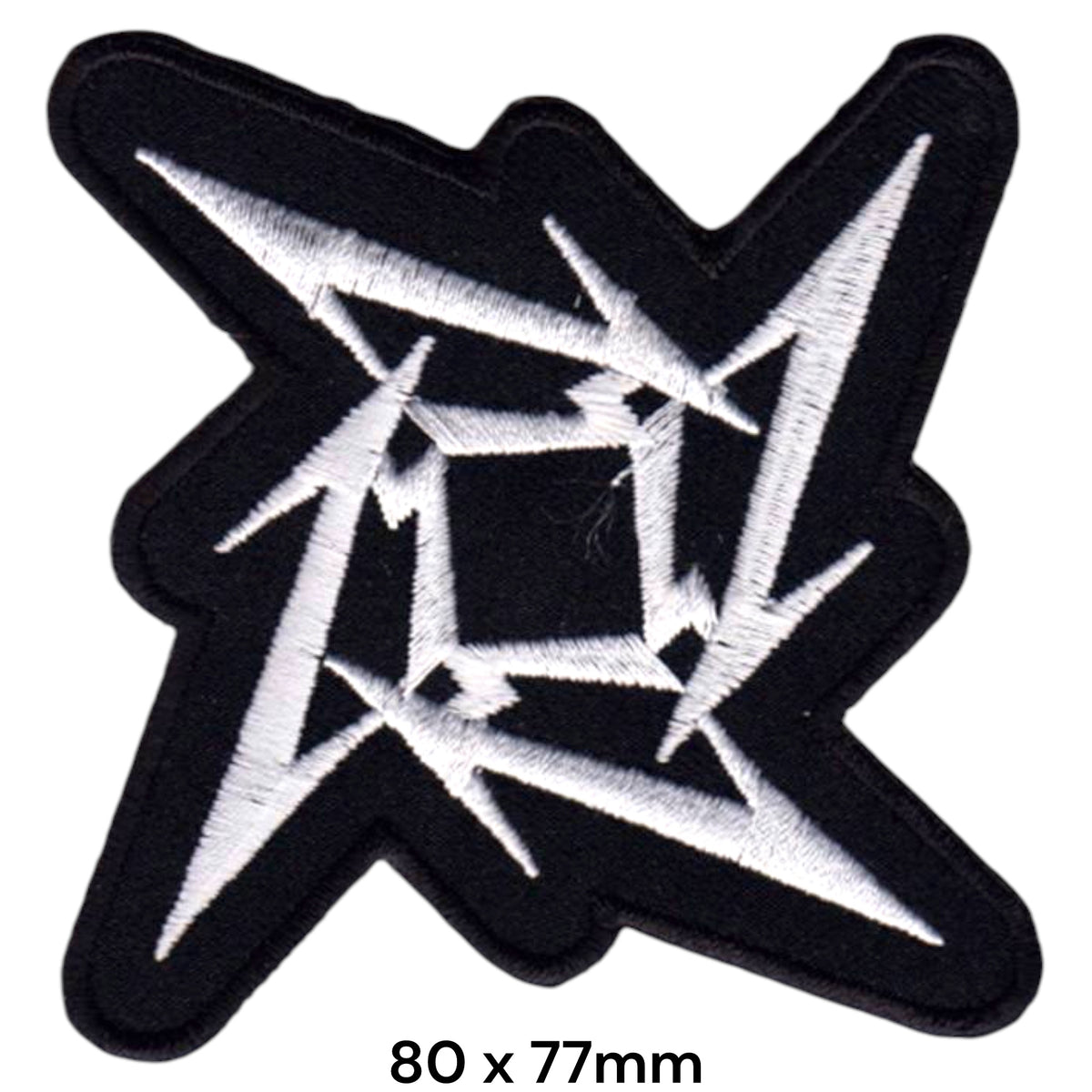 Metallica Ninja Star Logo Die-Cut White Black Embroidered Patch 80x77mm