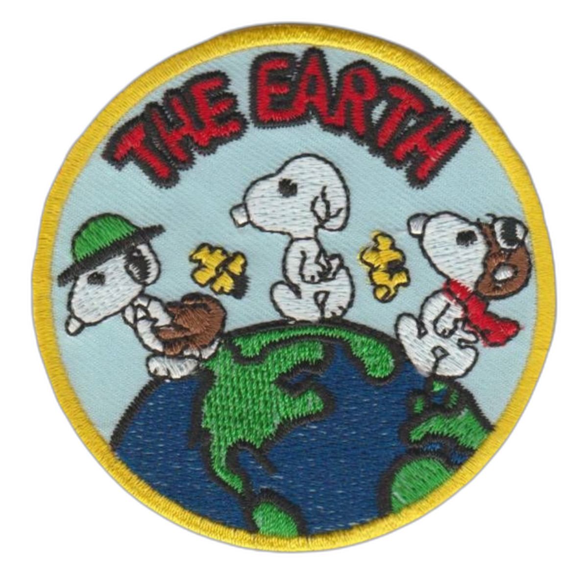 Snoopy The Earth Iron-On Patch - Eco-Friendly Embroidered Design