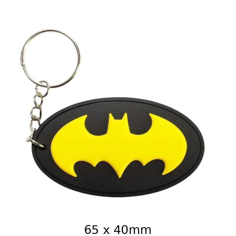 Batman Logo Keychain - Classic Yellow and Black Design