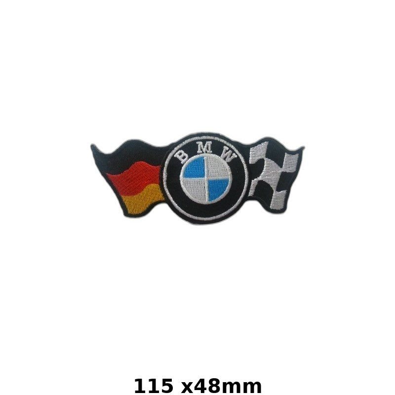 BMW Logo with German Flag and Checkered Flag Iron-On Patch