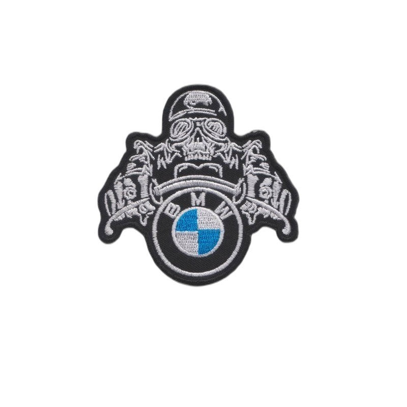 BMW Skull Caferacer Biker Emblem Iron-On Patch 80x80mm