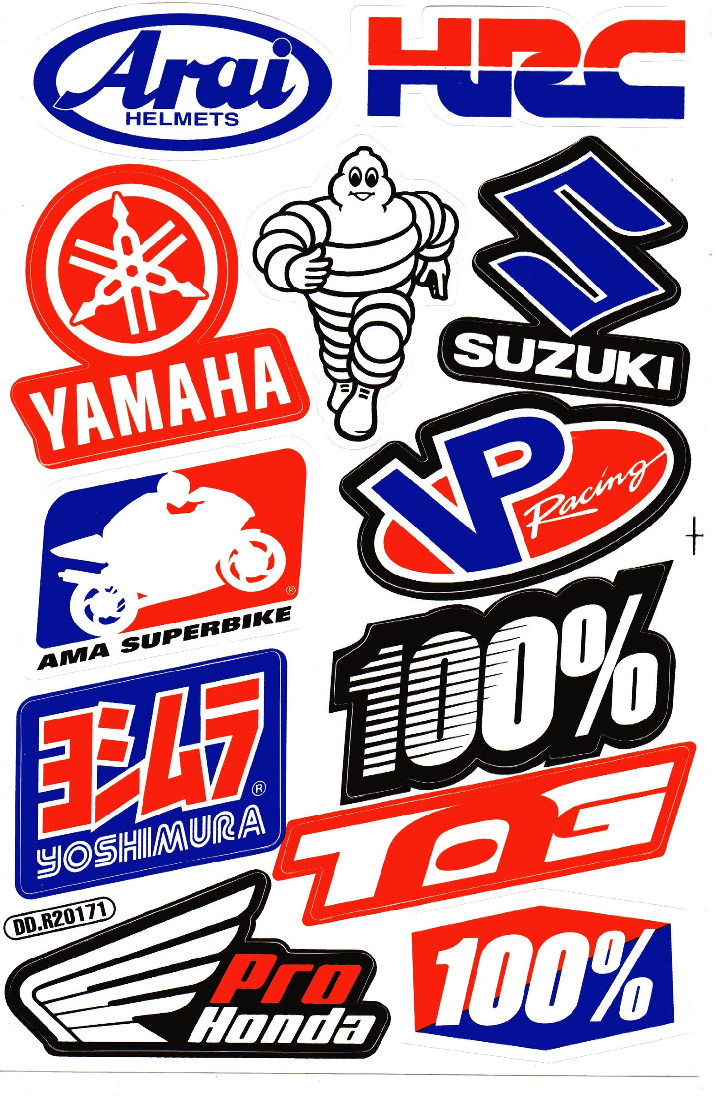 Arai HRC Yamaha Suzuki Yoshimura Racing Sticker Sheet | Motorcycle Decal DD.R20171