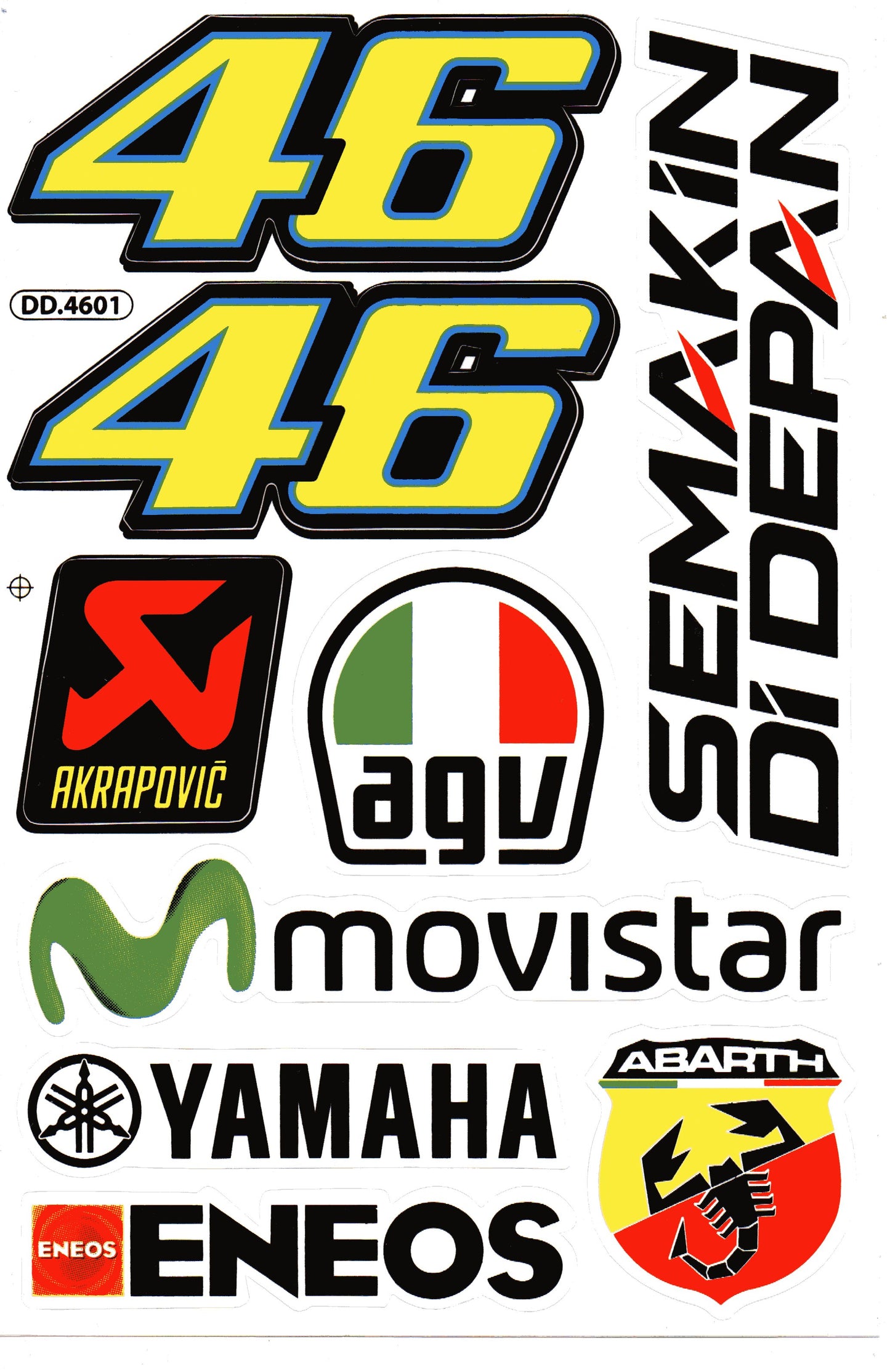 Valentino Rossi 46 Movistar Yamaha MotoGP Sticker Sheet | Decal DD.4601