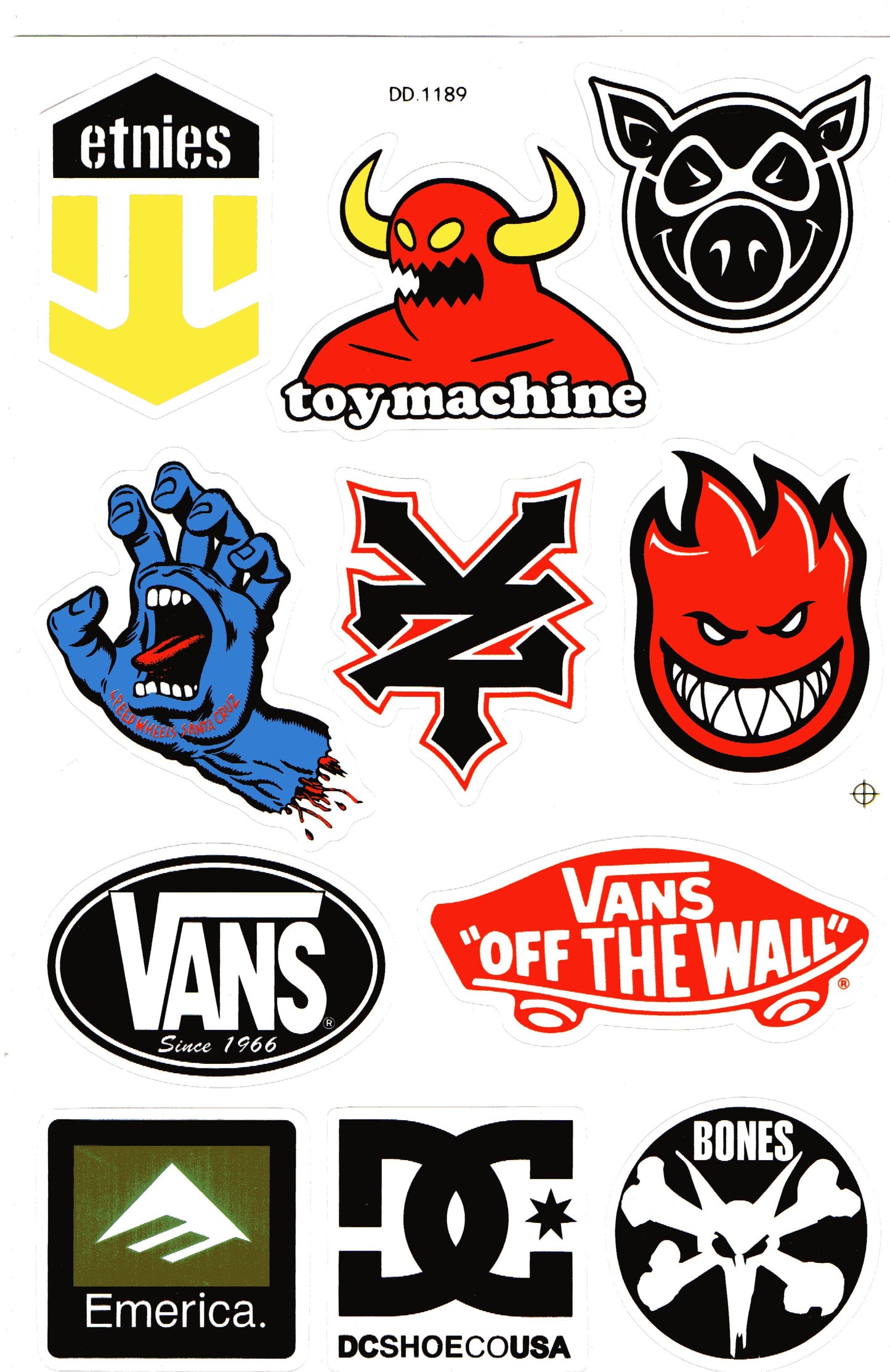Etnies Vans DC Shoes Spitfire Skate Sticker Sheet | Skateboard Decal DD.1189