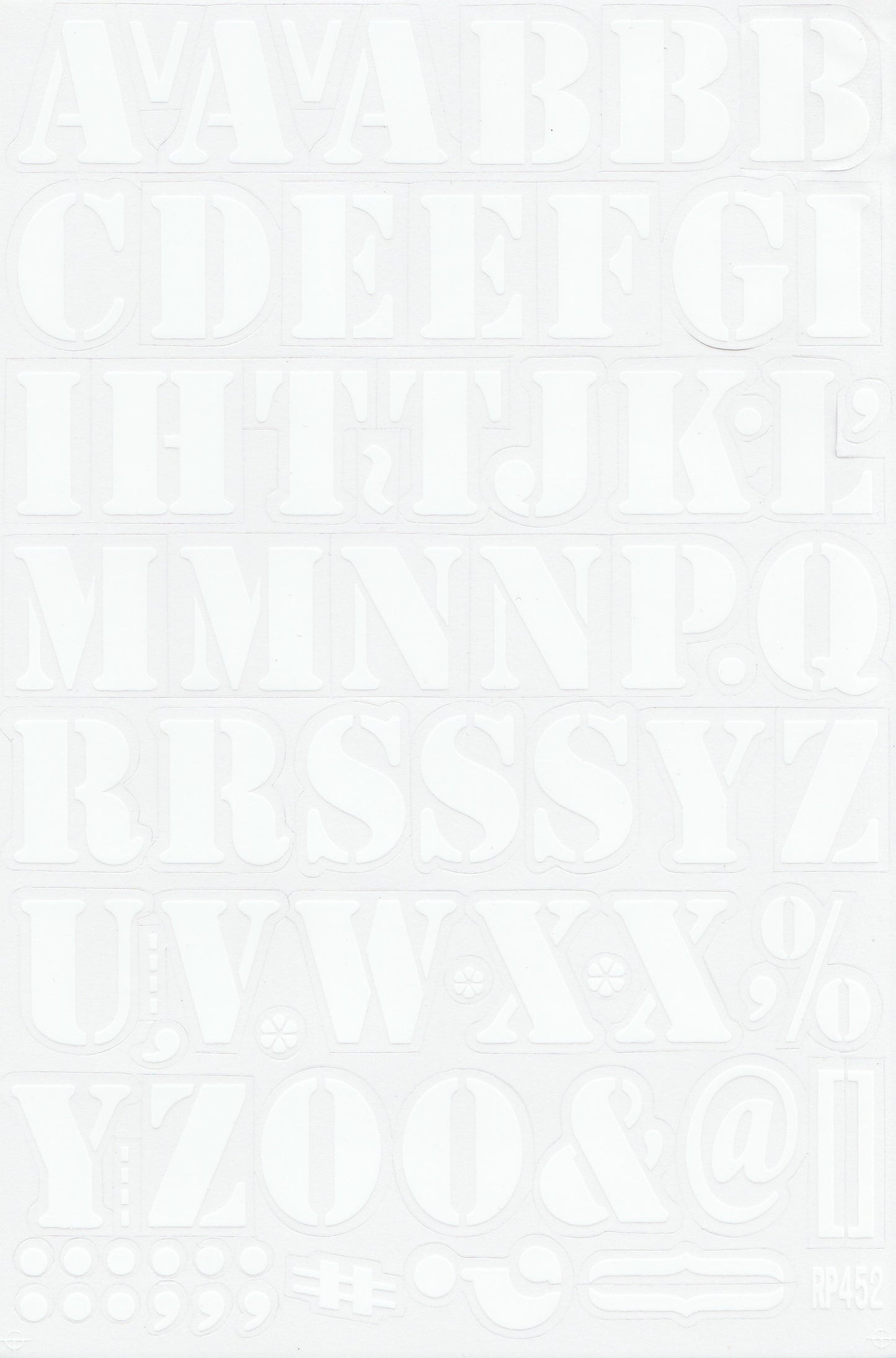 White Alphabet Letter Sticker Sheet A-Z | Label Craft Decal