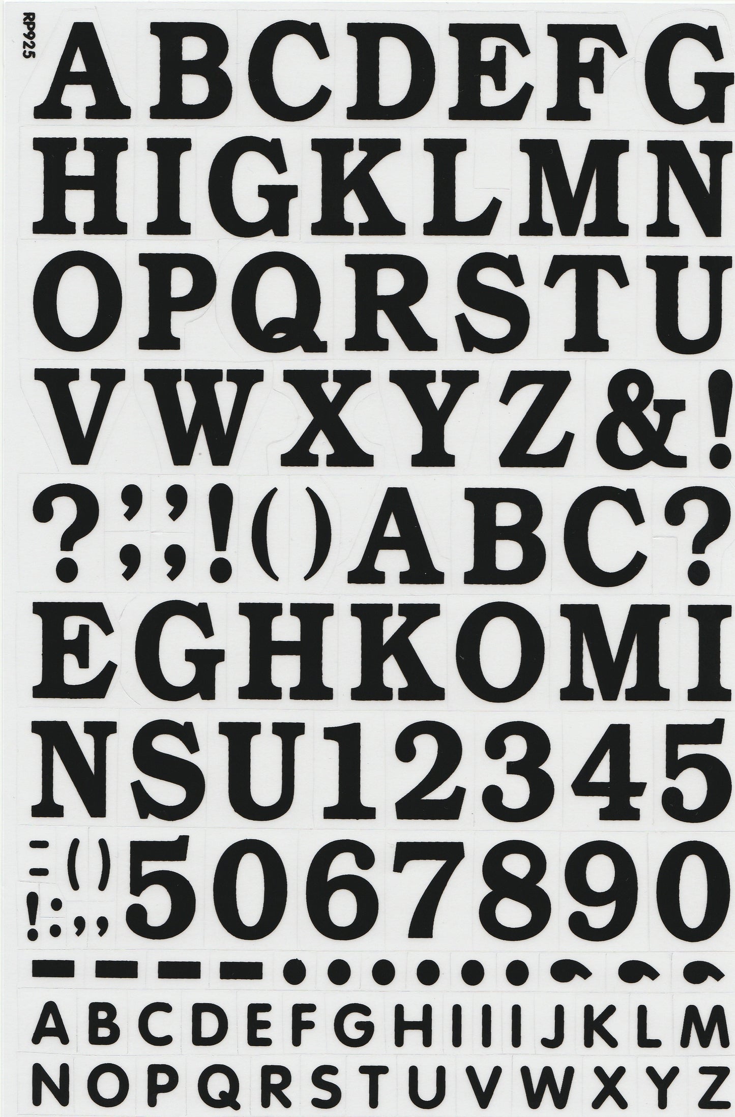 Black Alphabet Number Sticker Sheet A-Z 0-9 | Label Craft Decal RP925