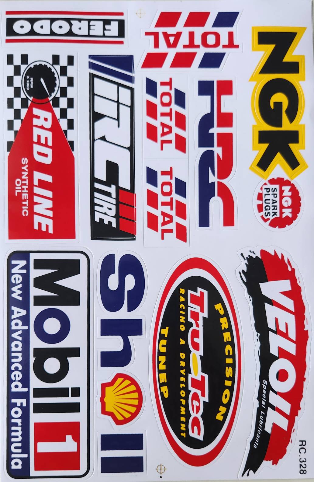 Ferodo NGK Mobil 1 Shell Total IRC Tire Racing Sticker Sheet | Car Decal RC.328